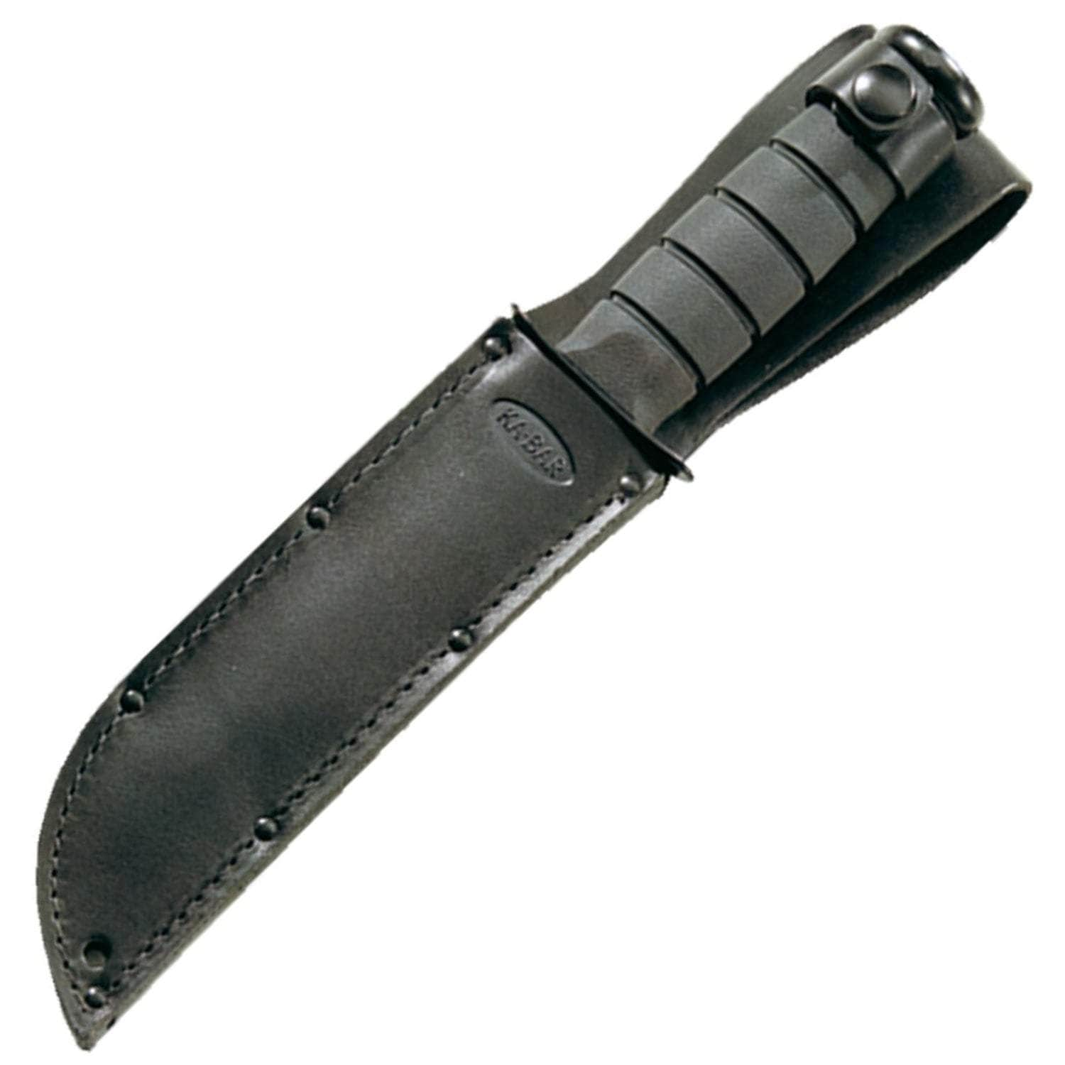 KA-BAR Short Fighting Knife, 5.25 Black 1095 Blade, Kraton G Handle, Leather Sheath - 1256 Cheap Sale Big Sale