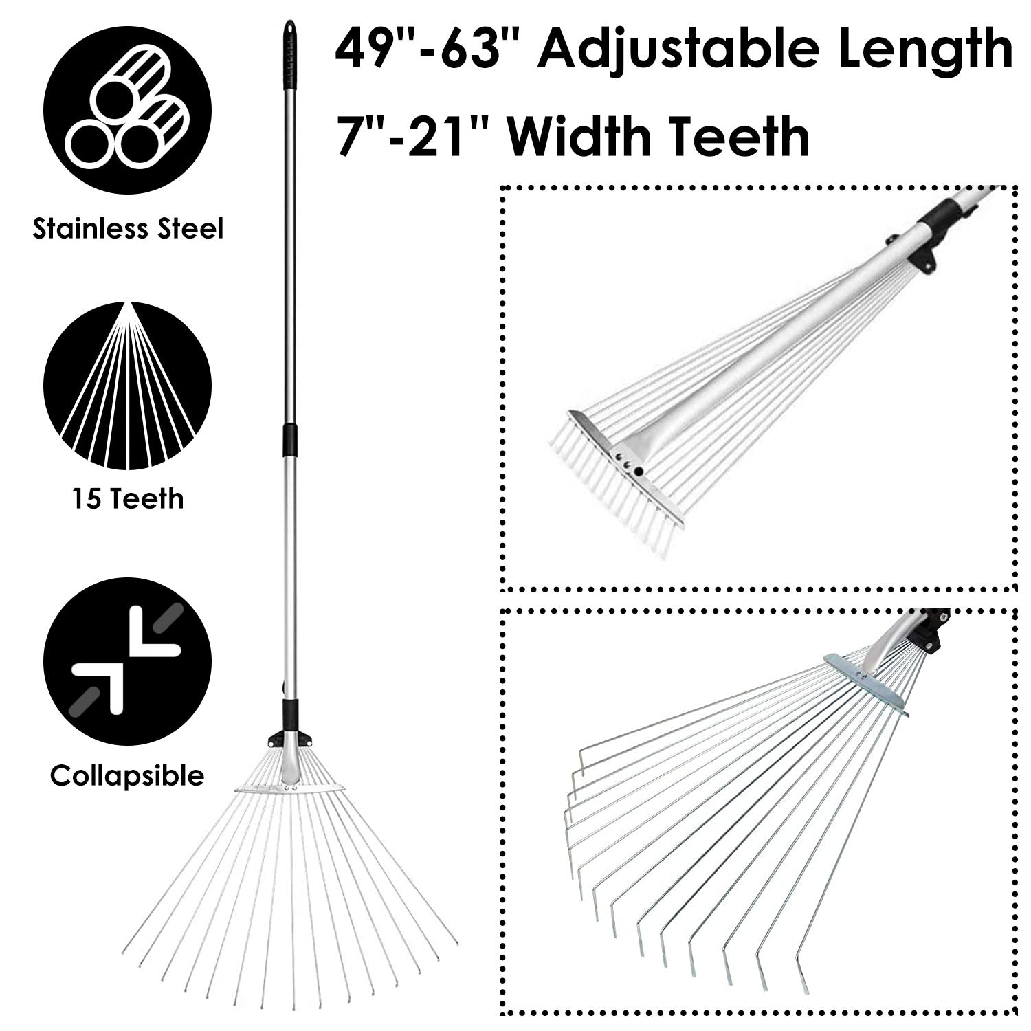 15-Teeth Expanding Stainless Steel Rake Discount Countdown Package