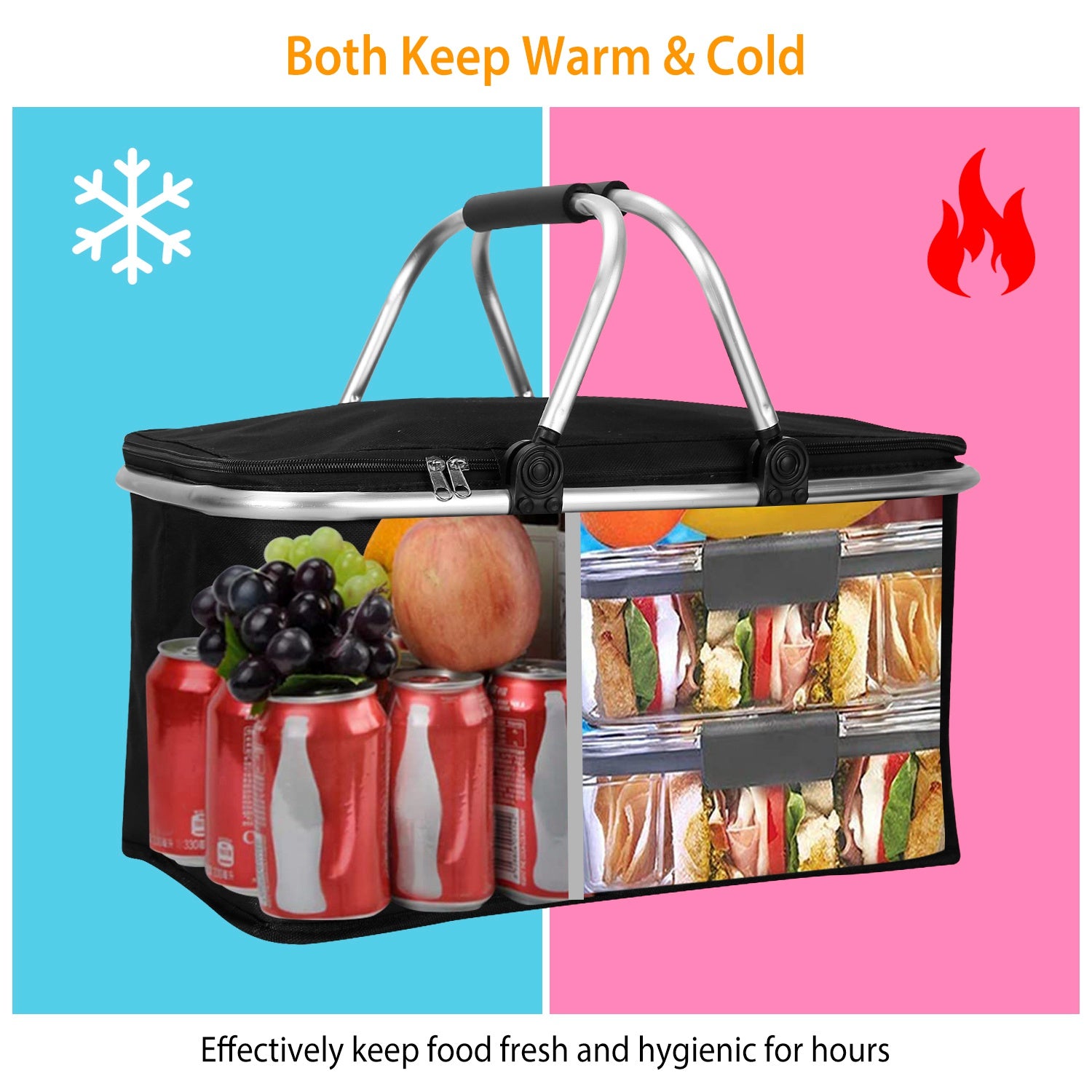 30L Insulated Picnic Basket Cooler Collapsible Food Delivery Storage Best Sale Cheap Pice