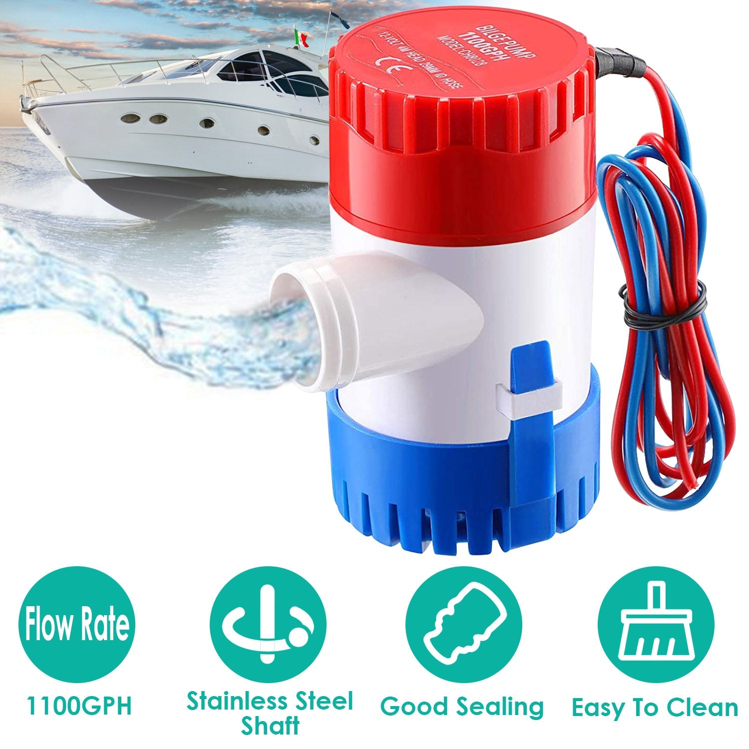 12V 1100GPH Submersible Marine Boat Bilge Non-Automatic Electric Water Pump Buy Cheap Pices