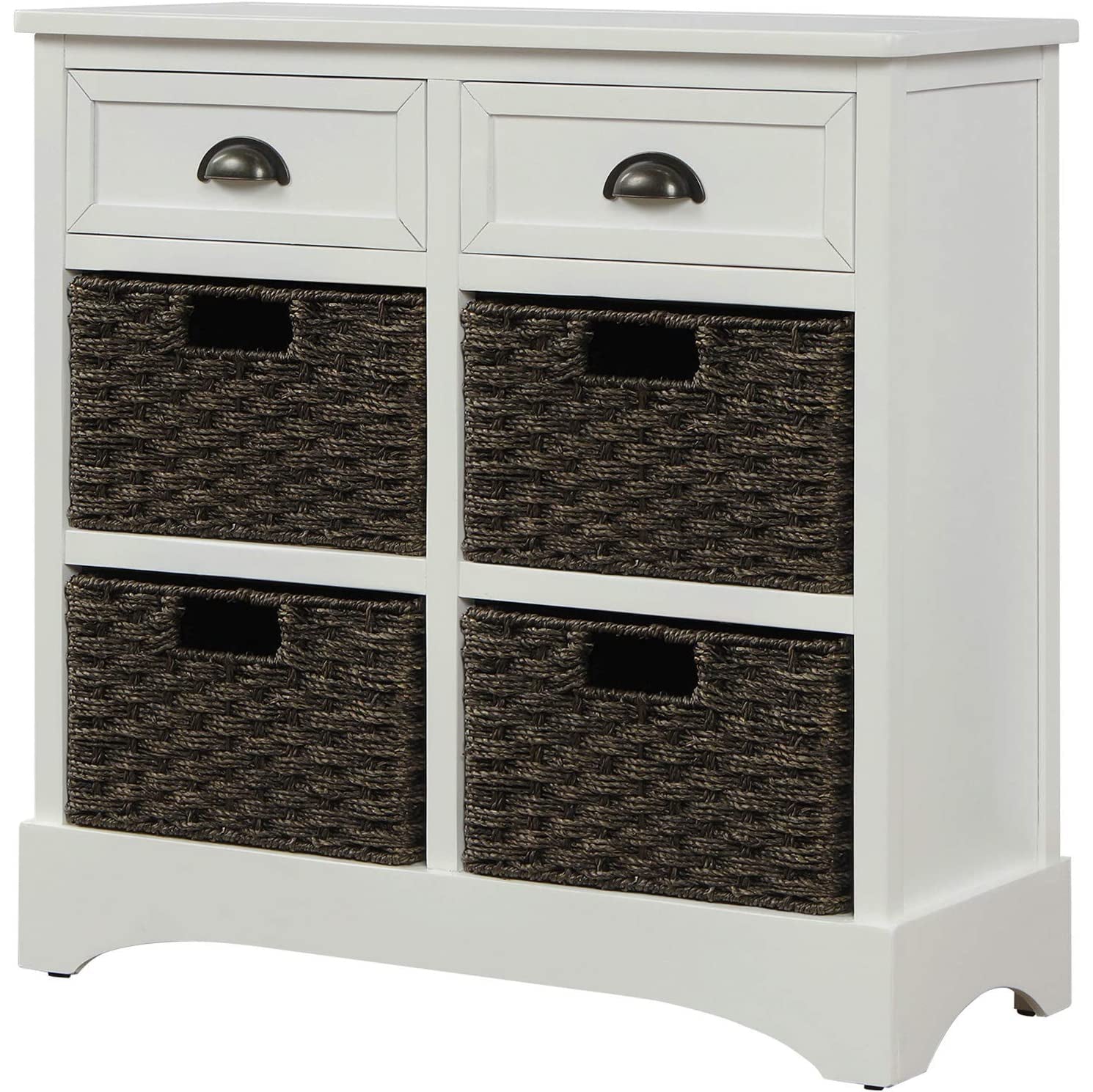 Storage Cabinet with 2 Drawers and 4 Rattan Baskets Cheap Real Authentic