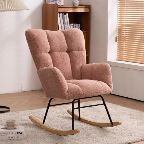 Mid-Century Modern Teddy Fabric Tufted Upholstered Rocking Chair Clearance Exclusive