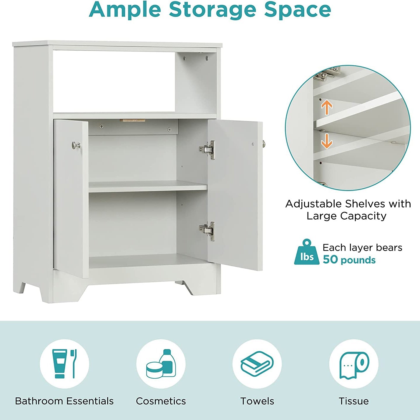 Bathroom Storage Cabinet with Two Doors and Adjustable Shelves Enjoy Cheap Online