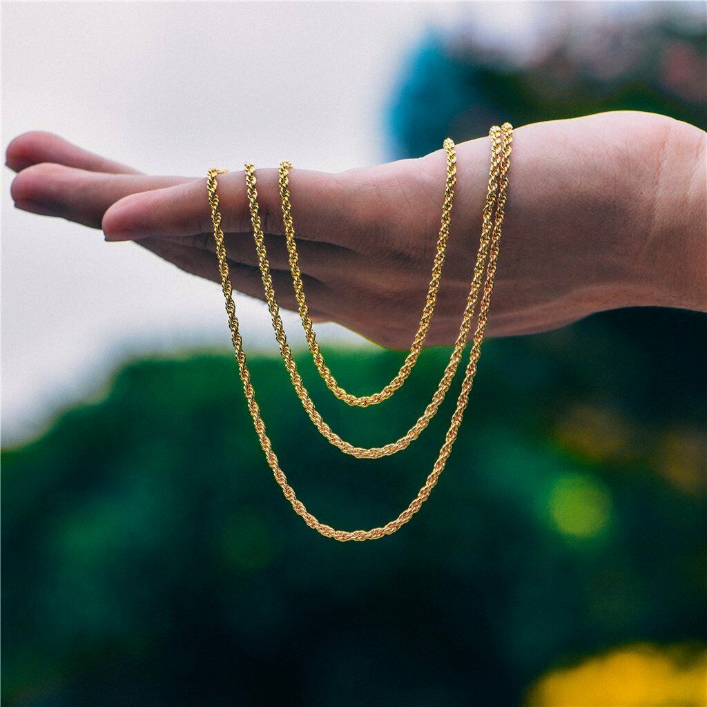 18K Solid Gold Rope Chain Necklace Cheapest Pice Sale Online