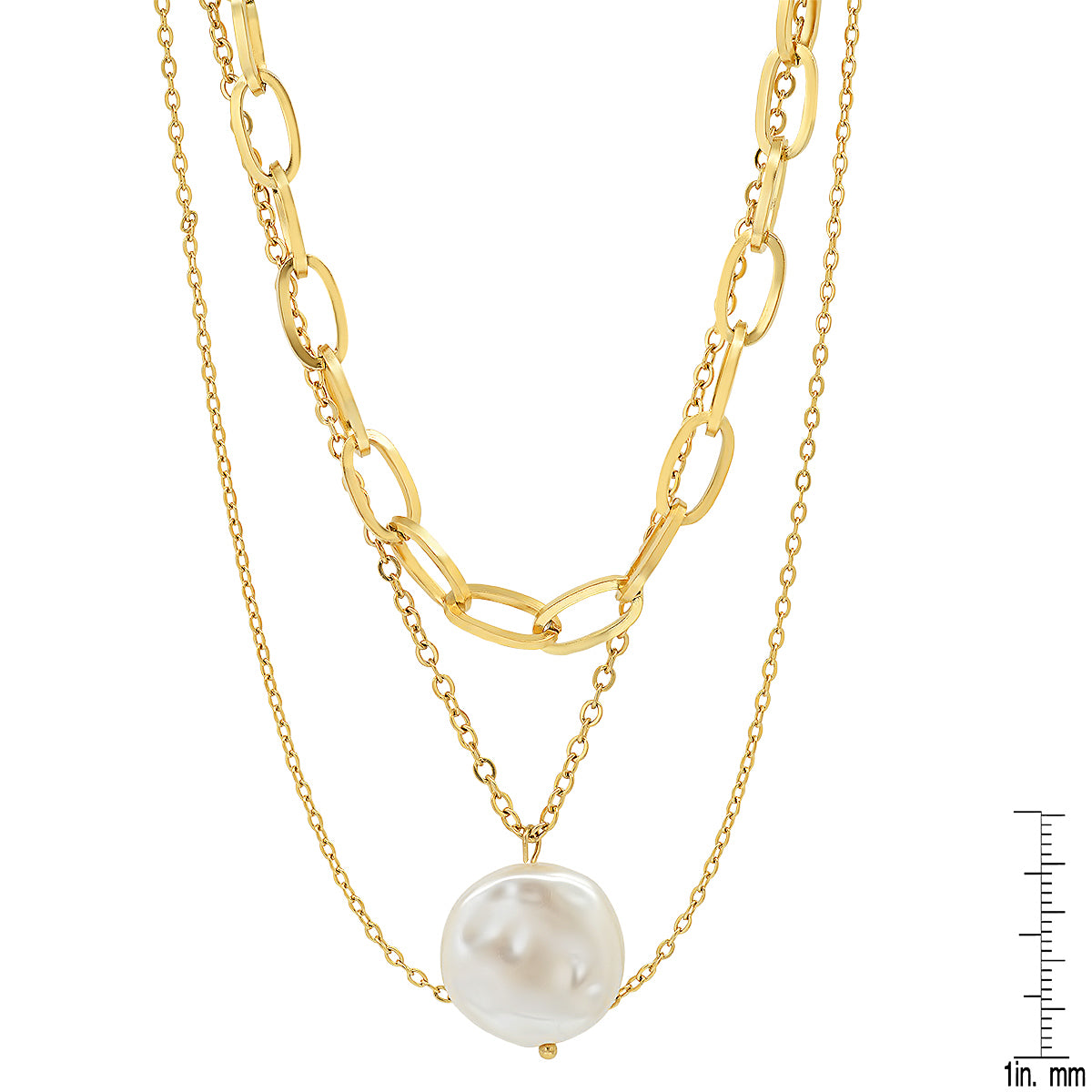 Multi Row Chain Necklace with Pearl Charm Discount Visit New