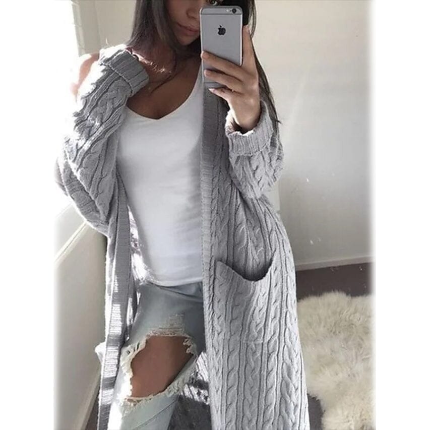 Women's Pocket Knitted Cardigan Sweater From China Cheap Pice