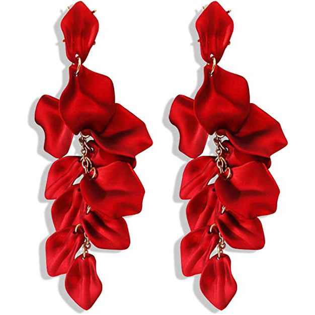 Long Acrylic Rose Petal Earrings Discount Online Online