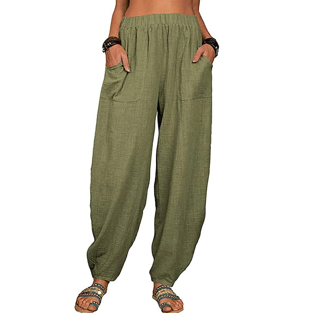 Women's Linen High Waist Wide Leg Pants Discount 2025 New