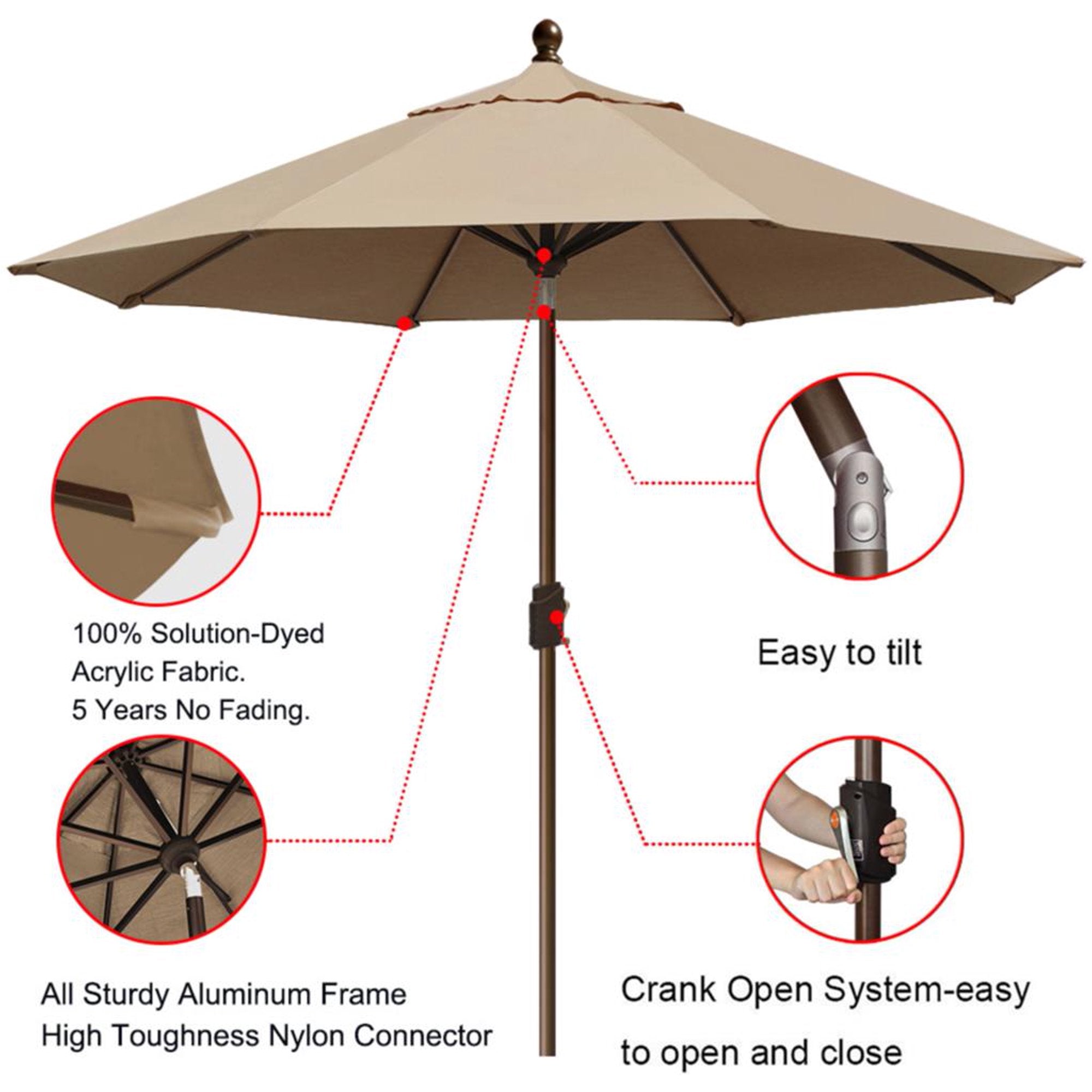 9 Ft. Outdoor Market and Table Patio Umbrella Clearance Factory Outlet