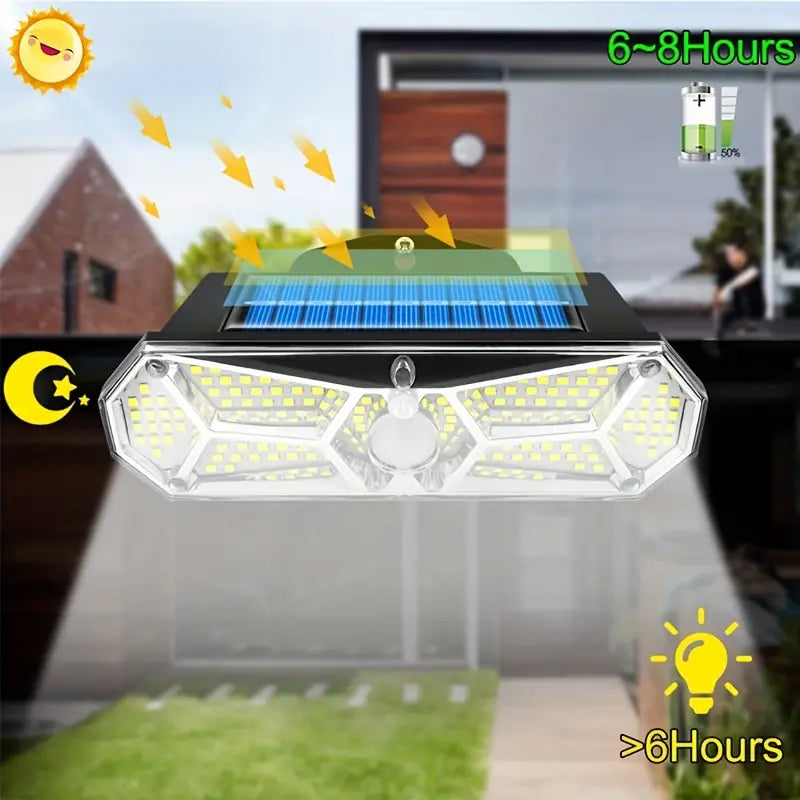 126 LEDs Portable Solar Security Lights, IP65 Waterproof Wireless Exterior Flood Light Detected Light Clearance Cheap Real