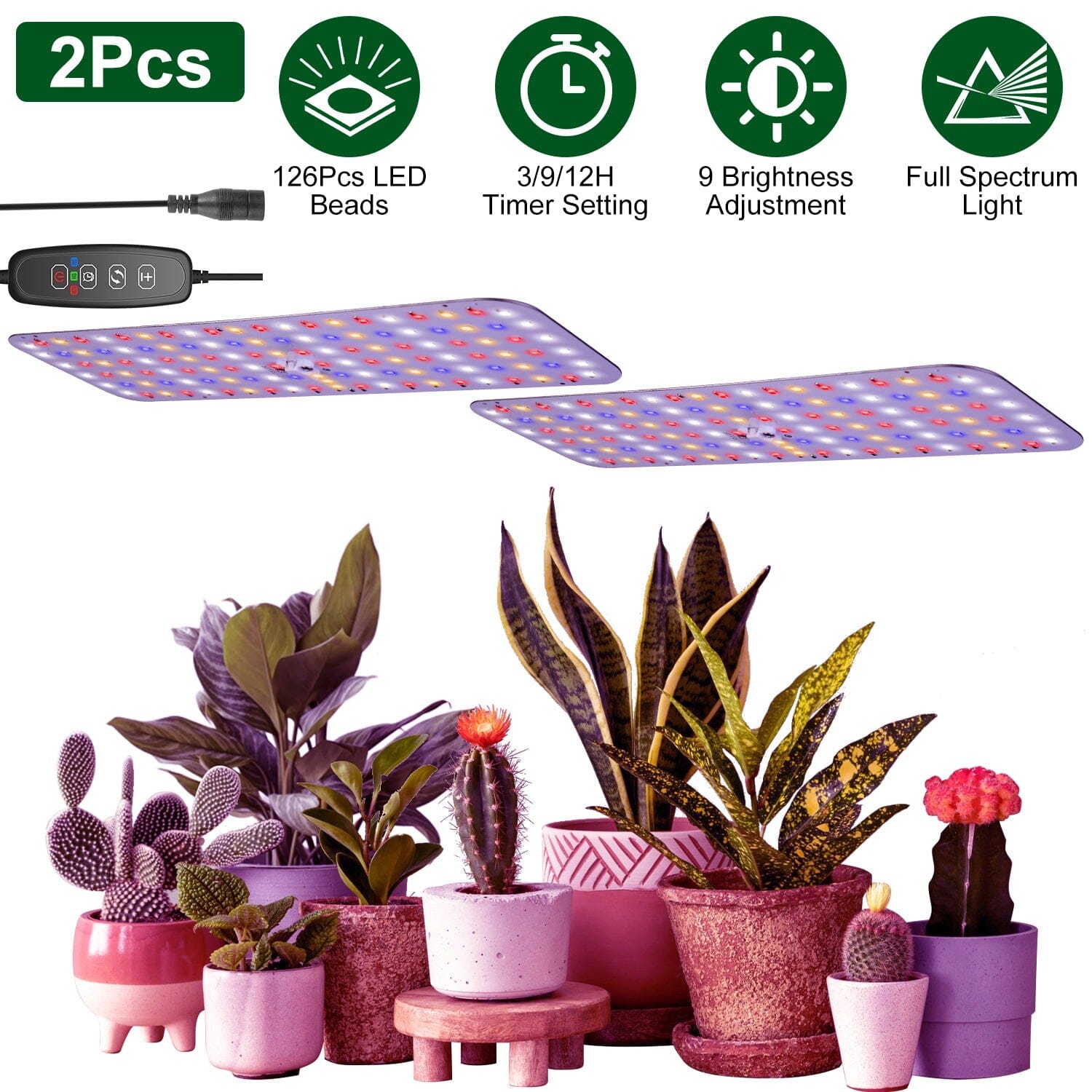 2-Pieces: Ultra-Thin LED Grow Lights for Indoor Plants with 126 LEDs Top Quality Cheap Pice