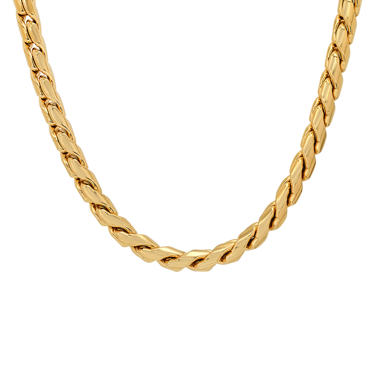 2-Piece Set: Men's 18k Gold Plated Stainless Steel Round Twisted Fancy Link Necklace & Bracelet Clearance Clearance