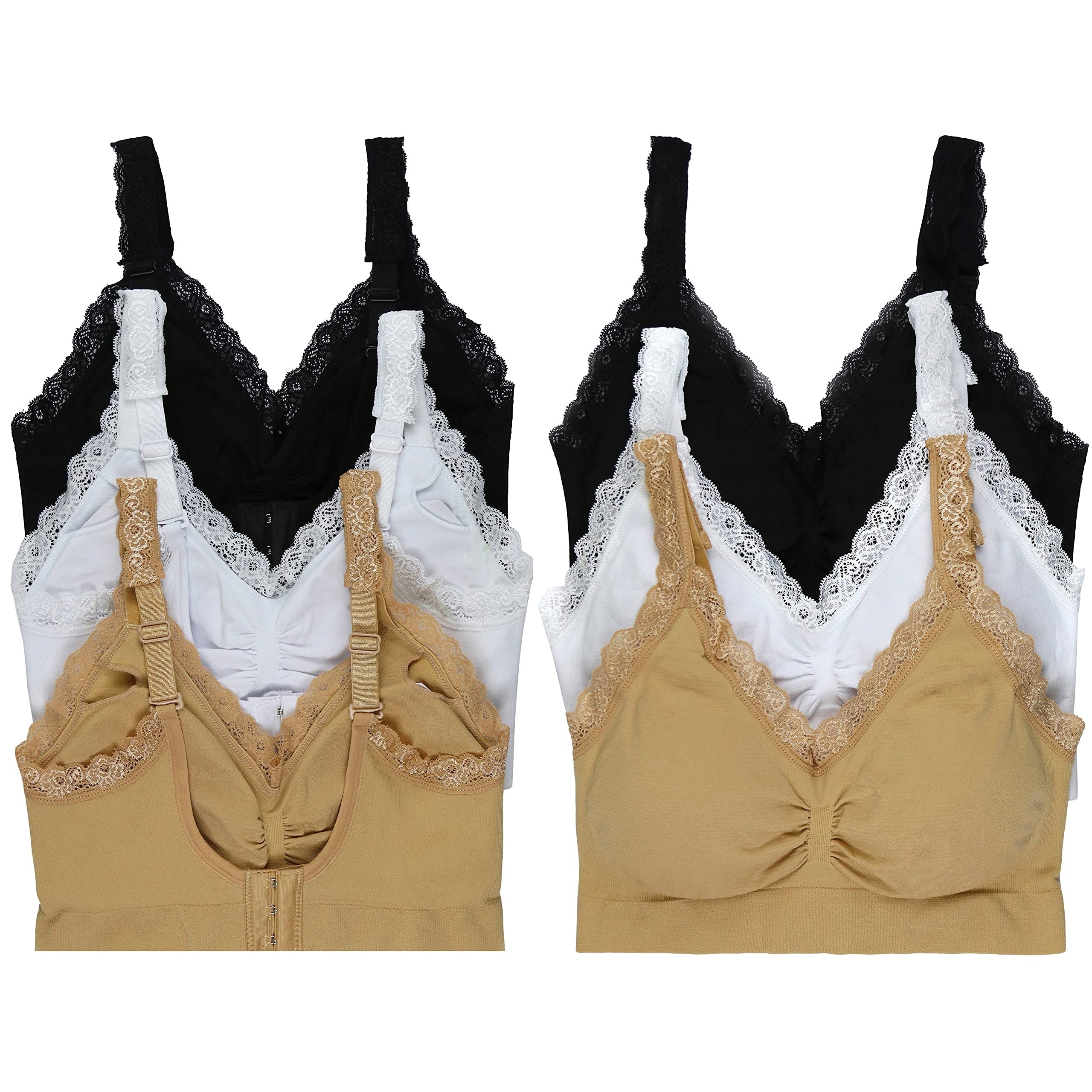 3-Pack: ToBeInStyle Women's Classic Adjustable U-Back Lace Trim Bralette Buy Cheap Choice