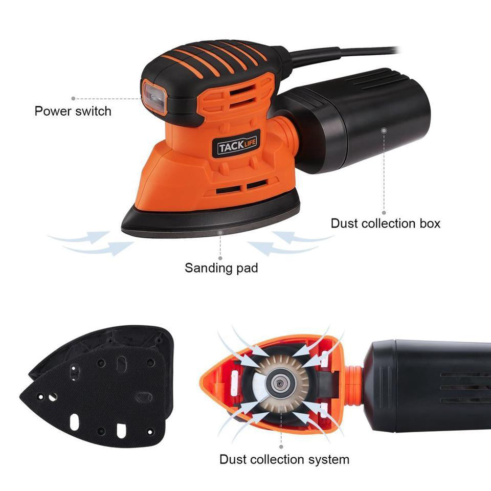 Tacklife Classic Mouse Detail Sander With 12 Pieces Sandpapers Free Shipping Sale Online