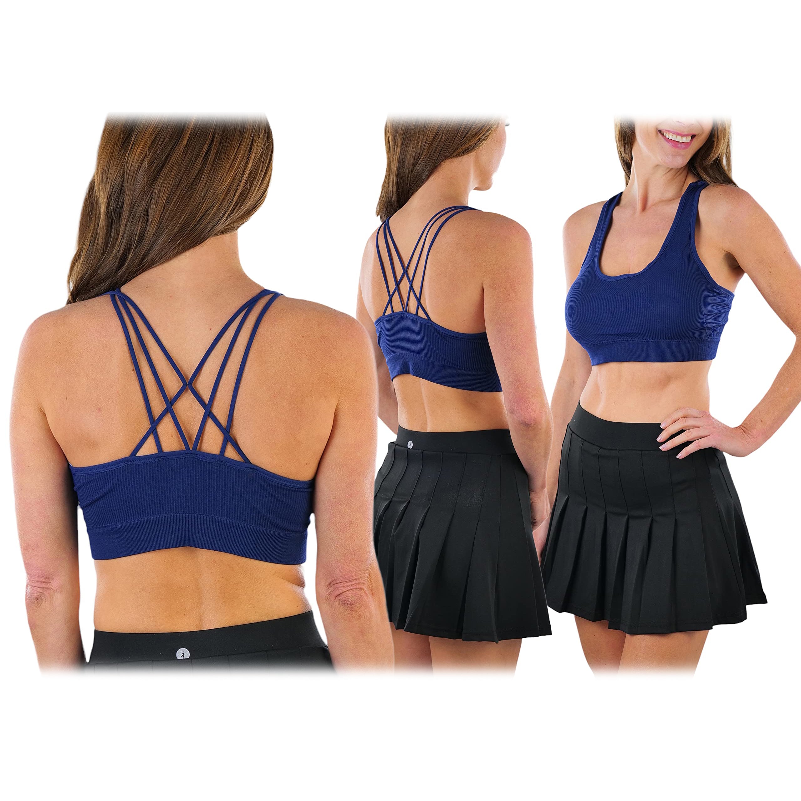 6-Pack: ToBeInStyle Women's Tank Front with Strappy Back Wire Free Sport Bralettes With Credit Card