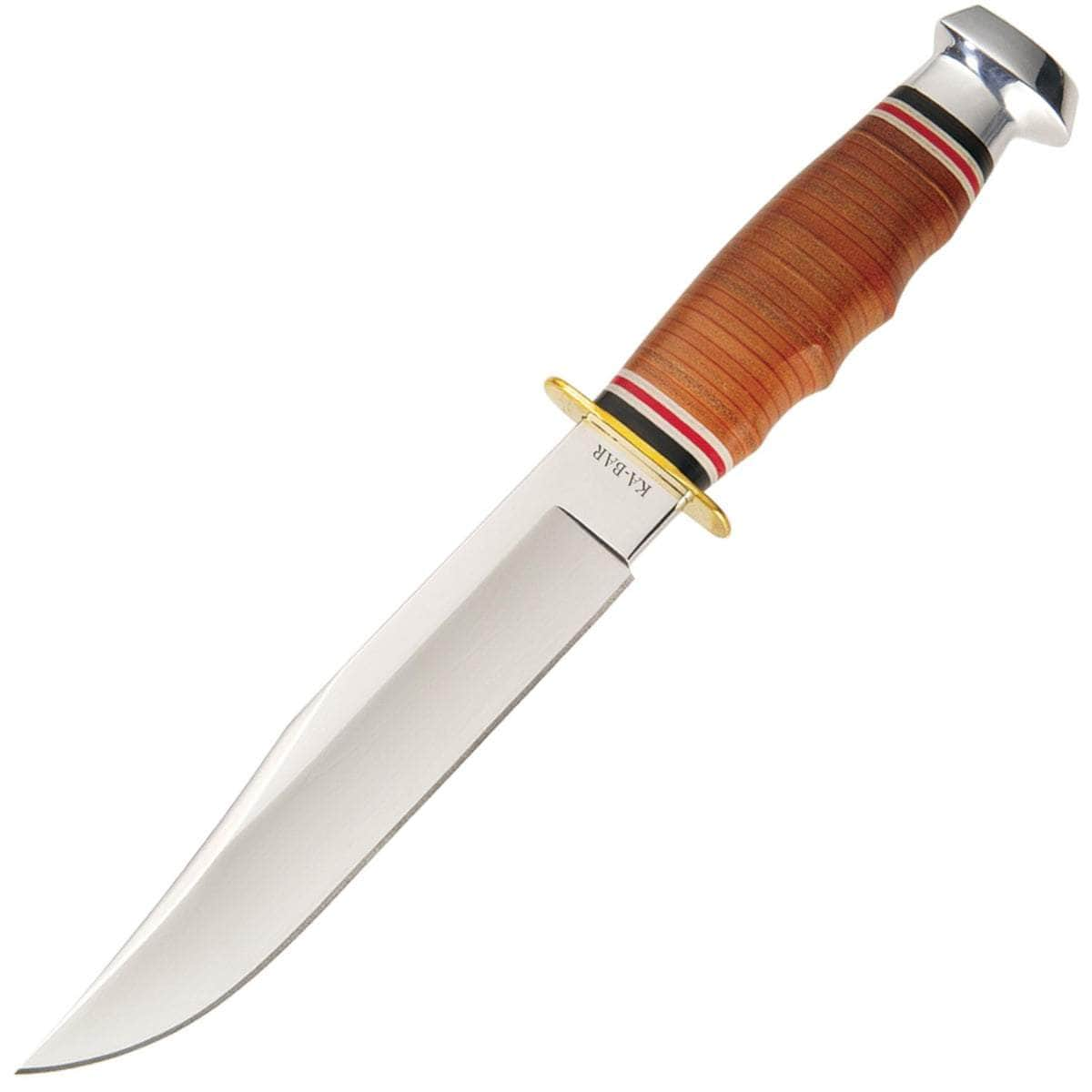 KA-BAR Bowie, 6.9 Blade, Stacked Leather Handle, Leather Sheath - 1236 Best Seller