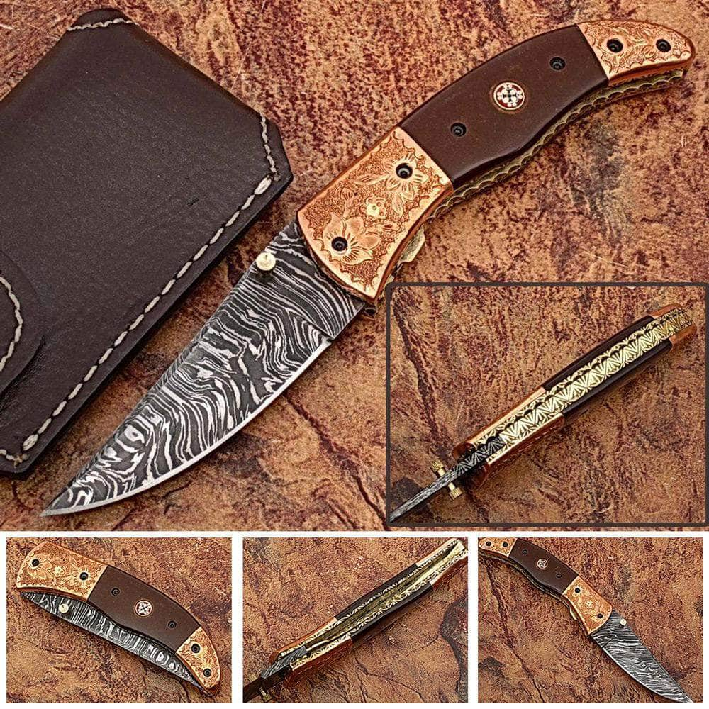 White Deer Executive Series Folder, 3.6 Damascus Blade, Copper/Bakelite Handle - FDM-2526 Cheap Factory Outlet