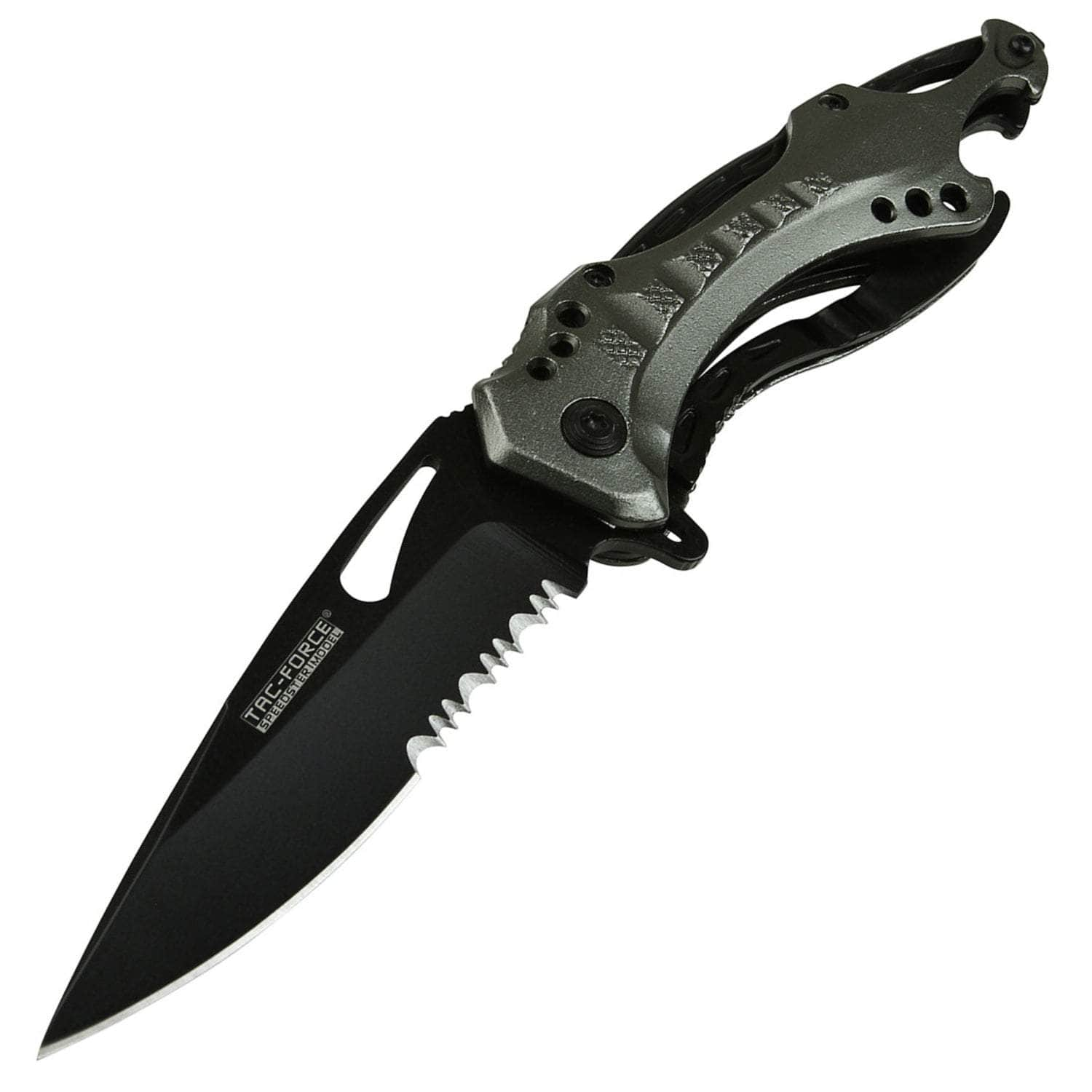 Tac-Force Spring Assisted Knife, 3.25 Blade, Gray Aluminum Handle - TF-705GY Outlet For You