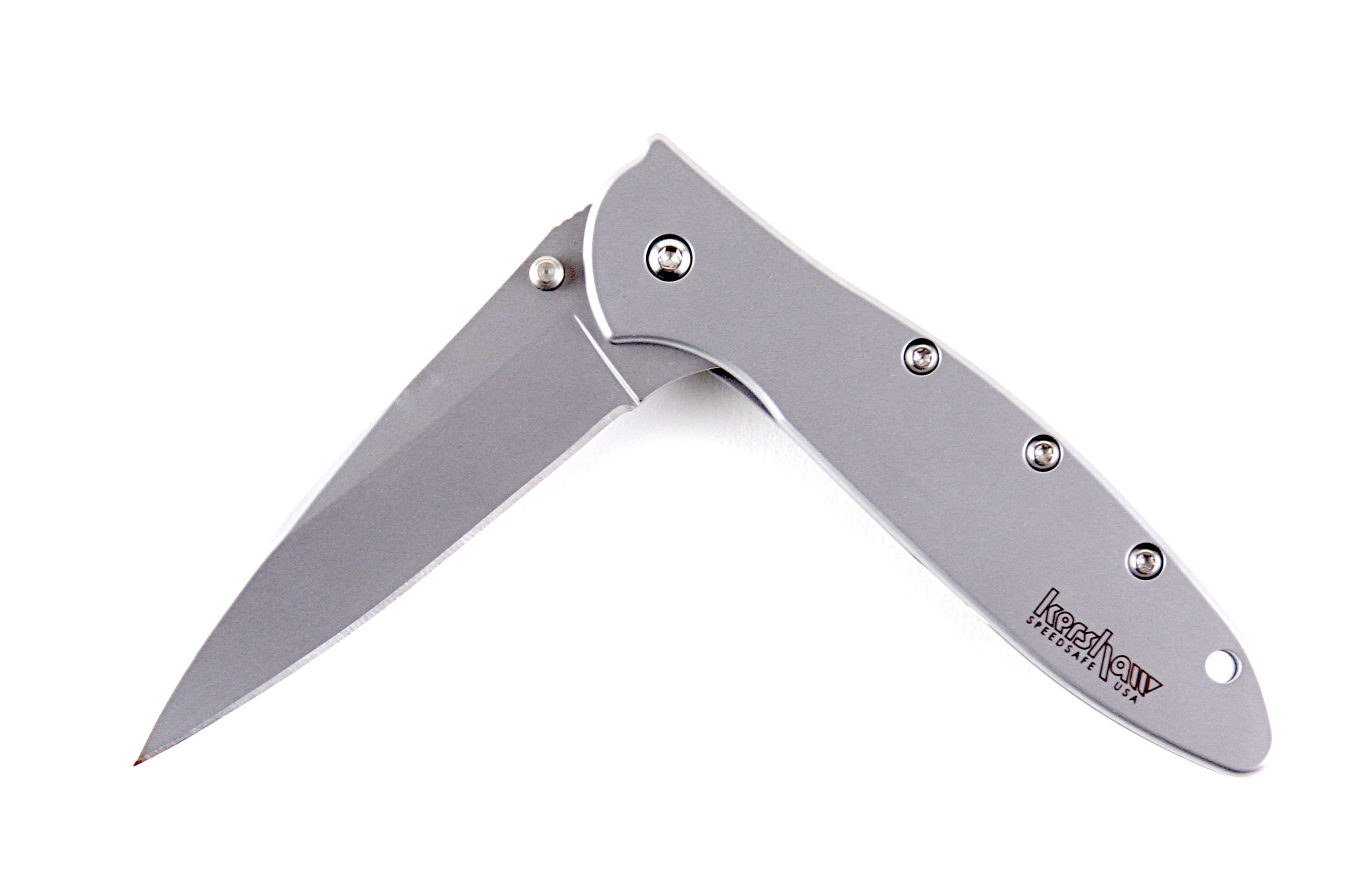 Kershaw Leek, 3 Assisted Sandvik 14C28N Plain Blade, Steel Handle  - 1660 Real Online