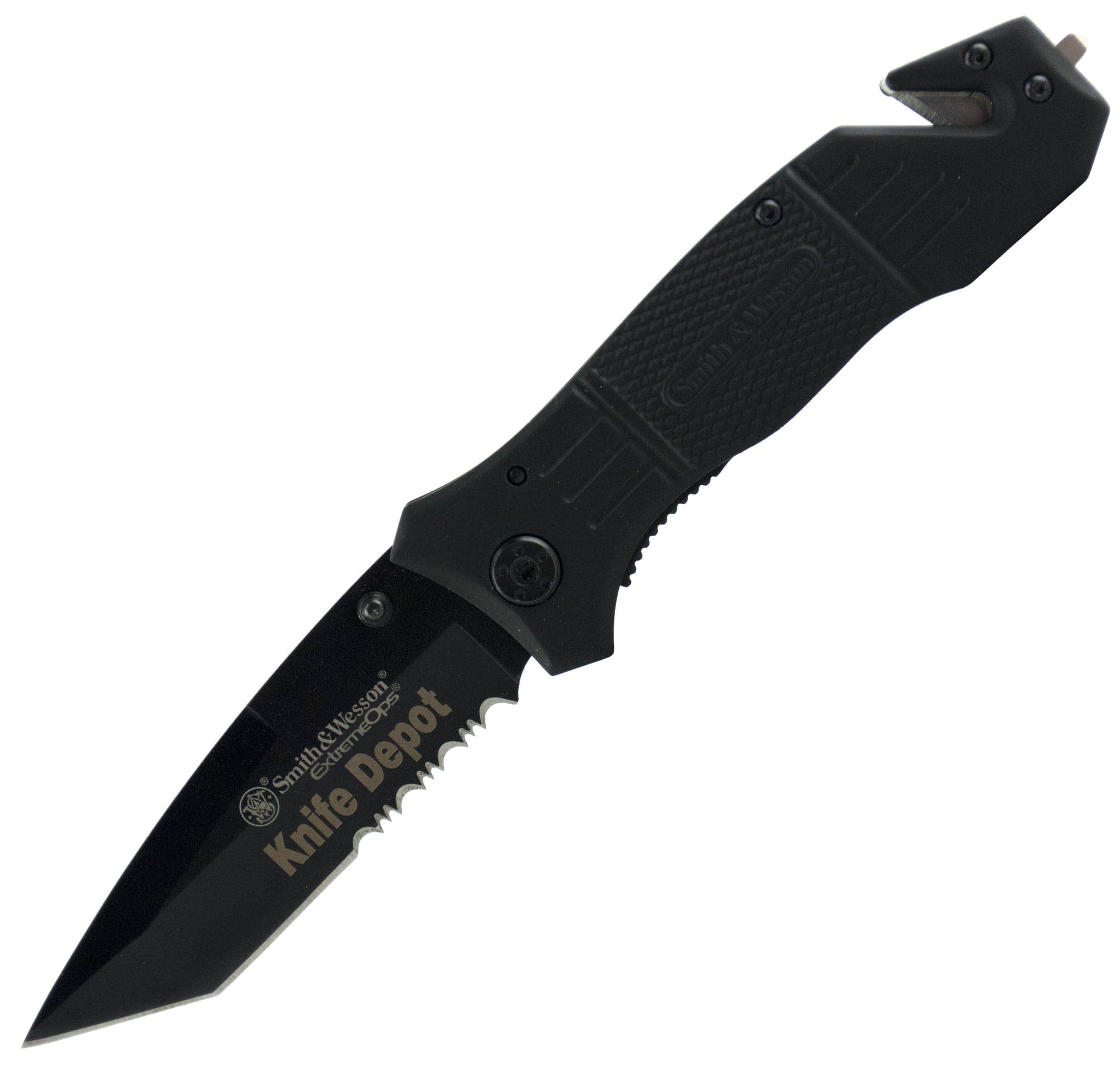 Engraved Smith & Wesson Extreme Ops, 3.3 Serrated Tanto Blade, Rubberized Aluminum Handle - SWFR2S Free Shipping Inexpensive