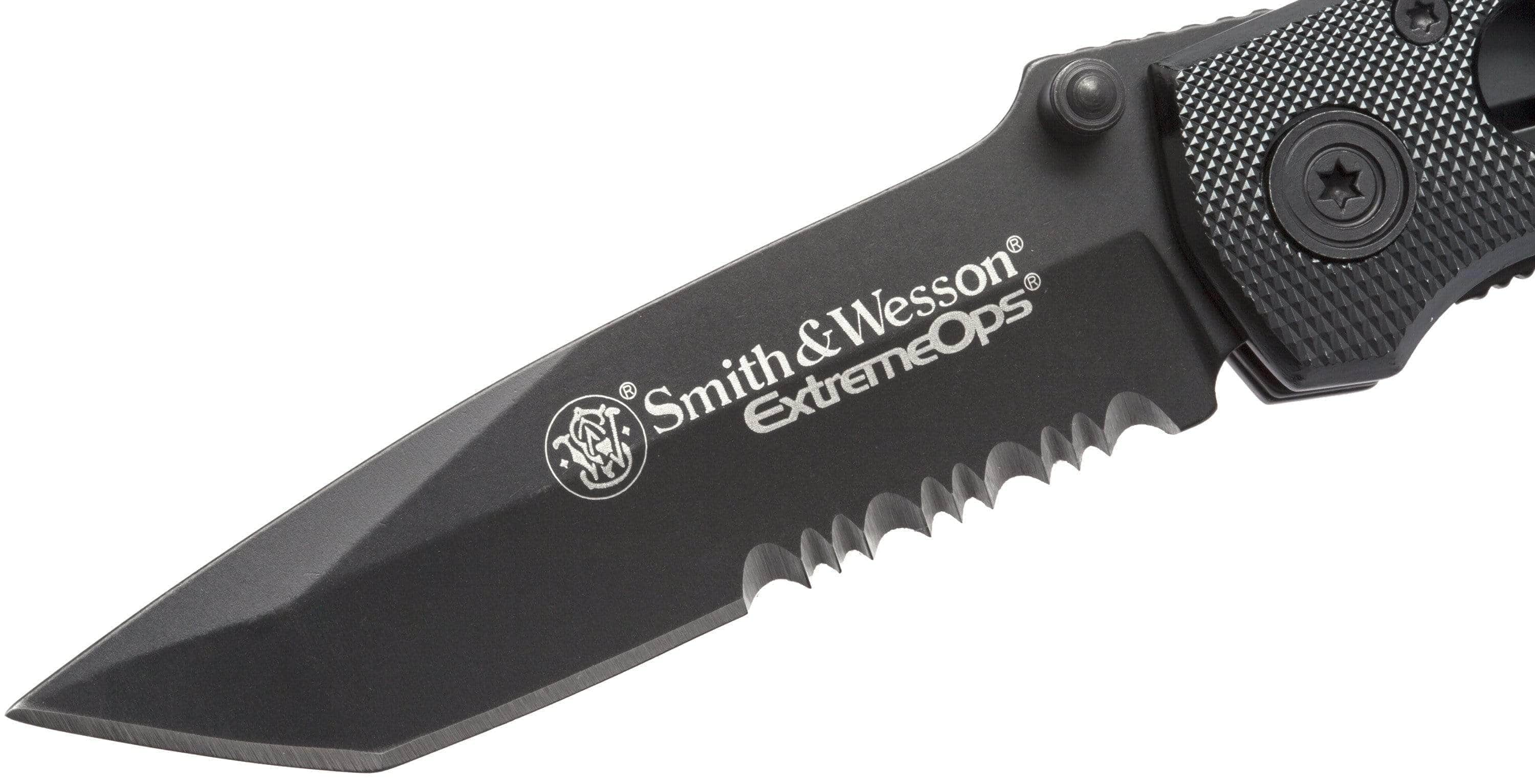 Smith & Wesson Extreme Ops Folder, 3.25 Combo Blade, Black Aluminum Handle - CK5TBS Free Shipping In China