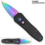 Rainbow Push Button Legal Auto Knife Black Handle PF-48RW Cheapest For Sale