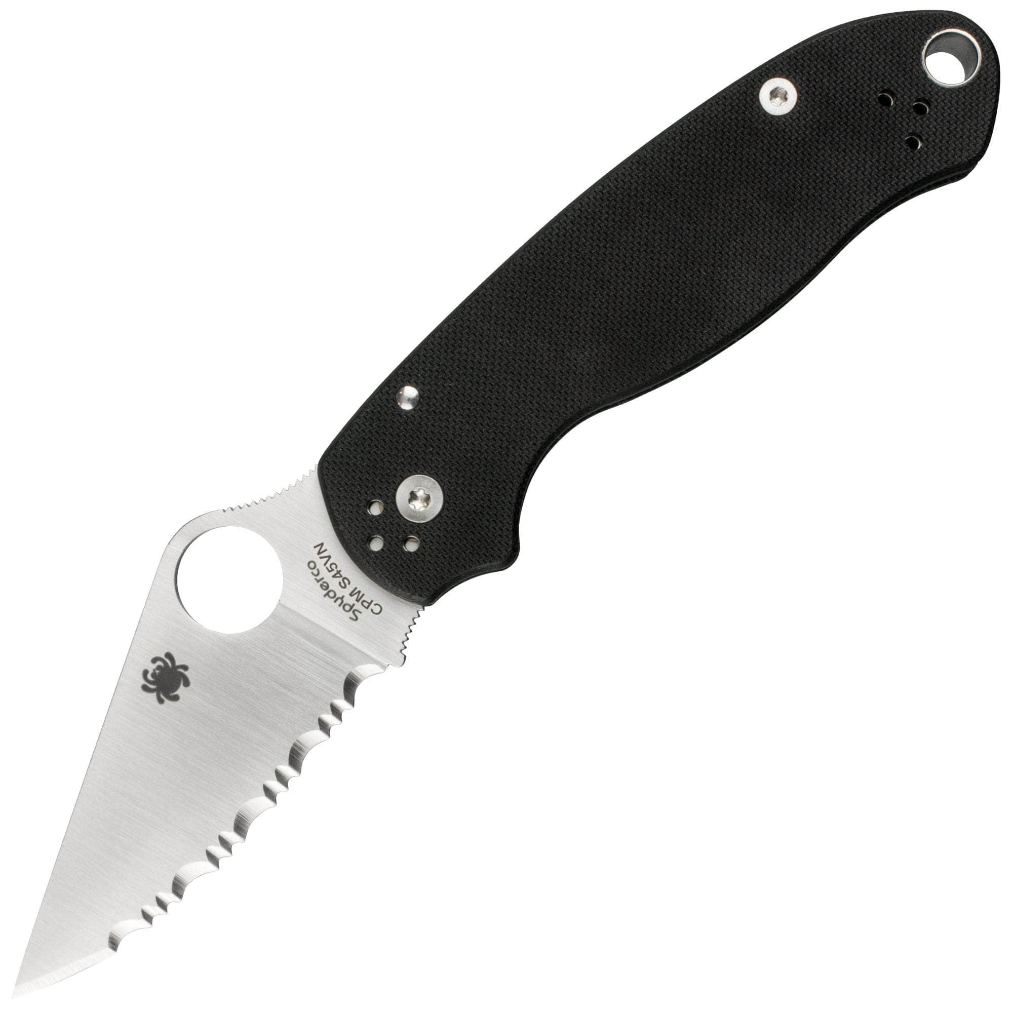 Spyderco Para 3, 3 Serrated S45VN Blade, Black G-10 Handle - C223GS Clearance Sast