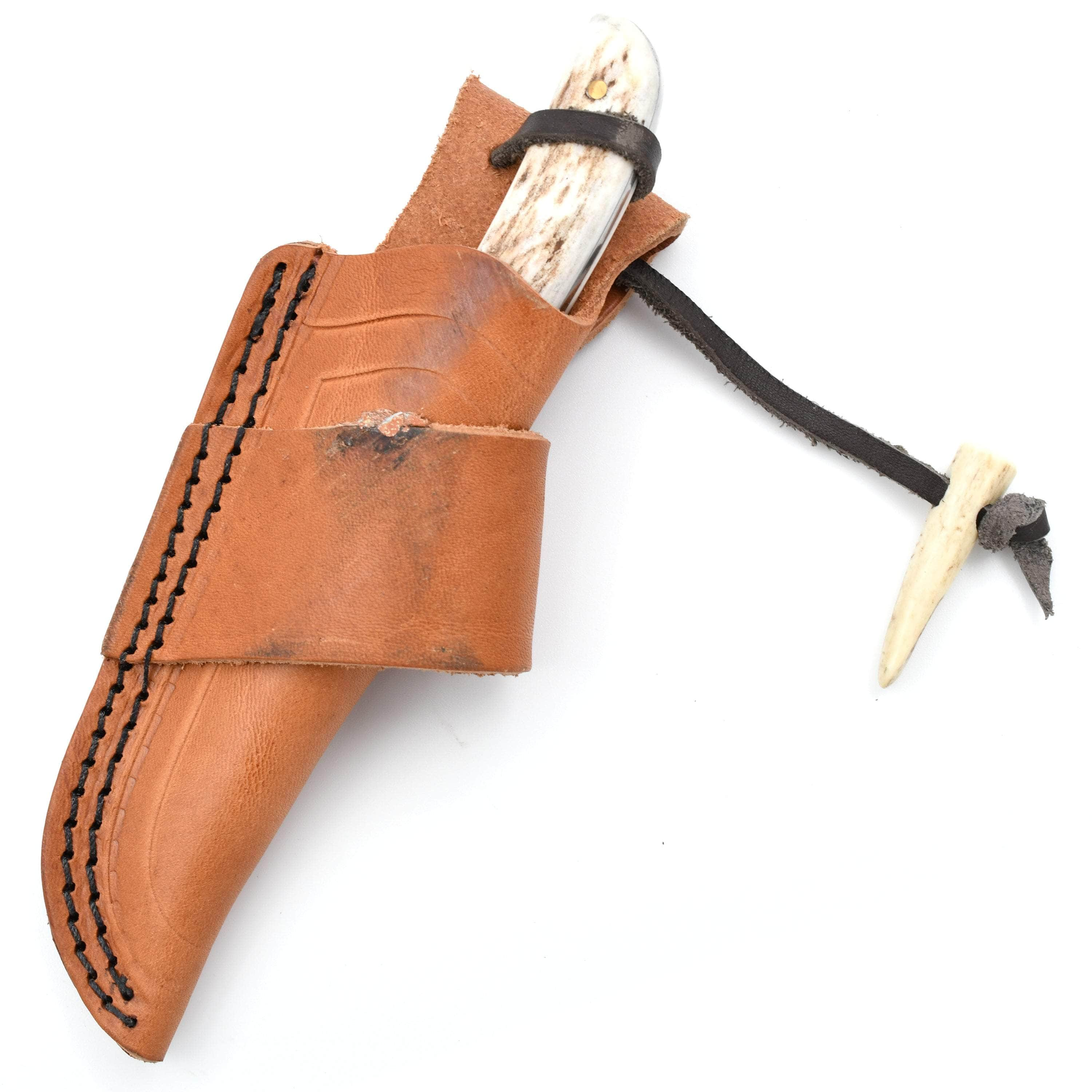 Silver Stag Gut Slab, 2.75 D2 Blade, Stag Handle, Sheath - GS2.75 Free Shipping Finishline