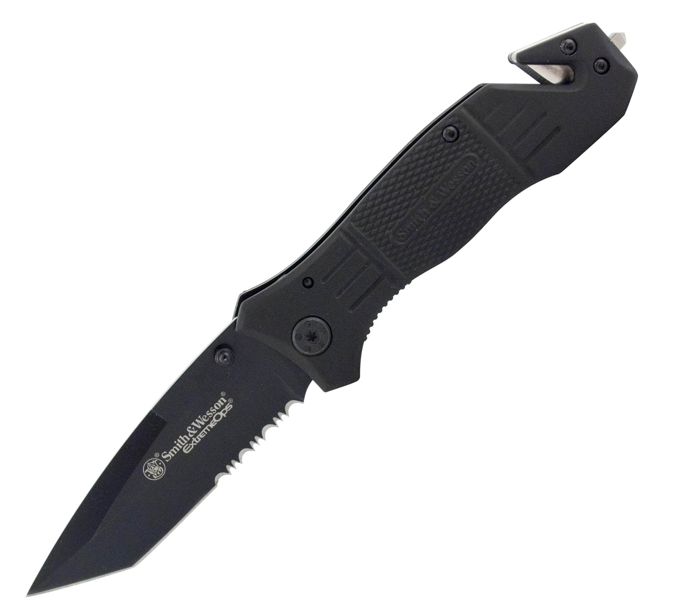 Smith & Wesson Extreme Ops Folder, 3.3 Tanto Combo Blade, Rubberized Aluminum Handle - SWFR2S Clearance Fashionable