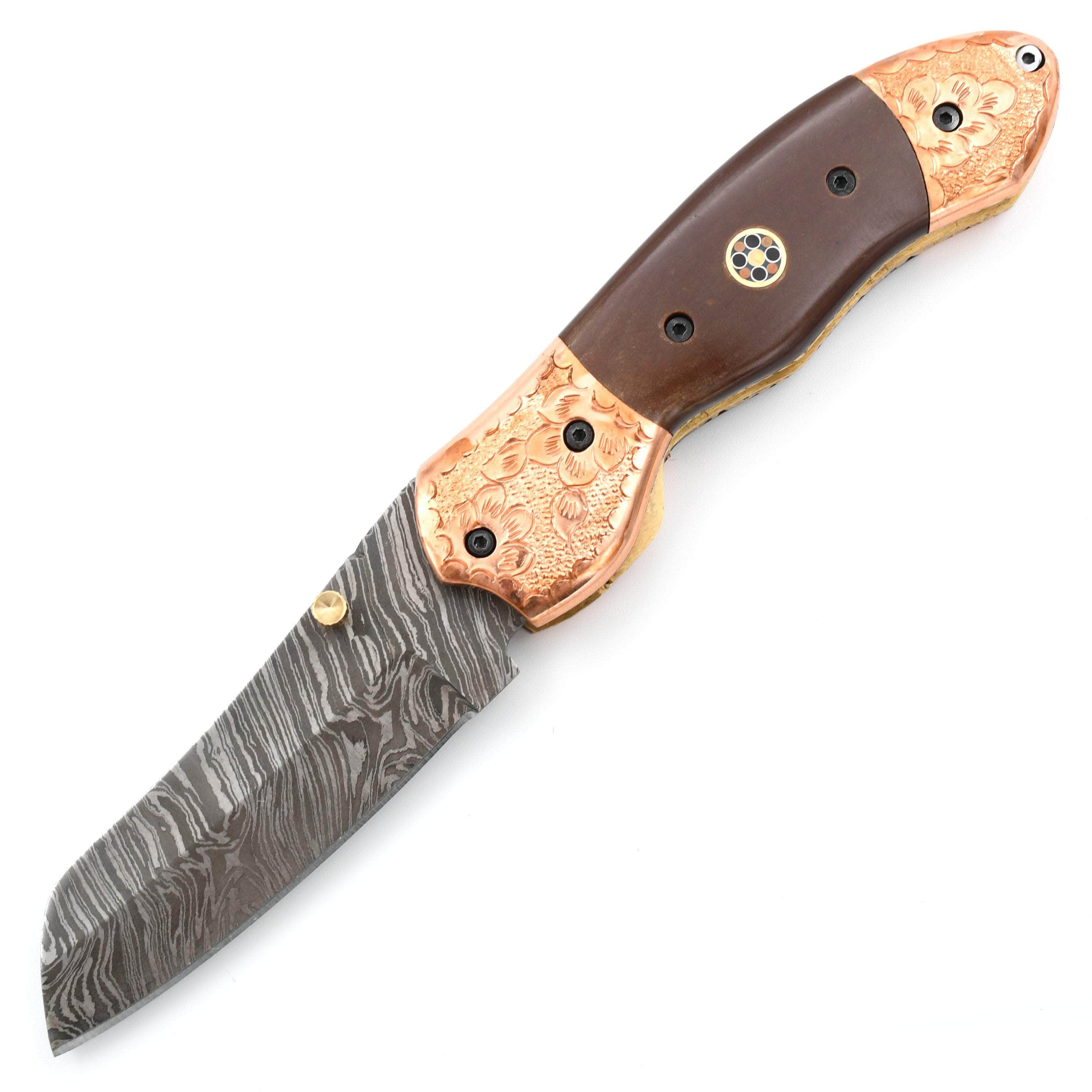 [Discontinued] White Deer Executive Series Nesmuk, 3.25 Damascus Blade, Rainwood/Copper Handle - FDM-2524 Free Shipping Classic