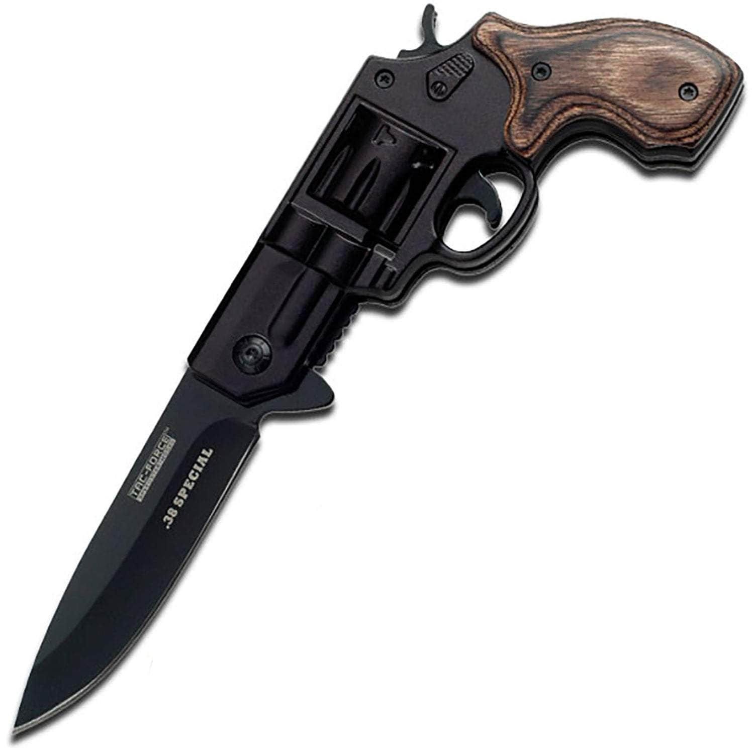 Tac-Force Gun-Style Spring Assisted Knife, 3.25 Blade, Wood Handle - TF-760BGY Good Selling Online