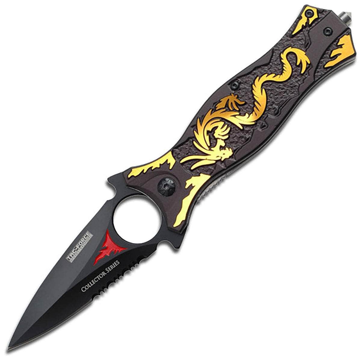 Tac Force TF-707GD Folder, 3.5 Assisted Blade, Aluminum Handle with Dragon Design Largest Supplier Cheap Pice