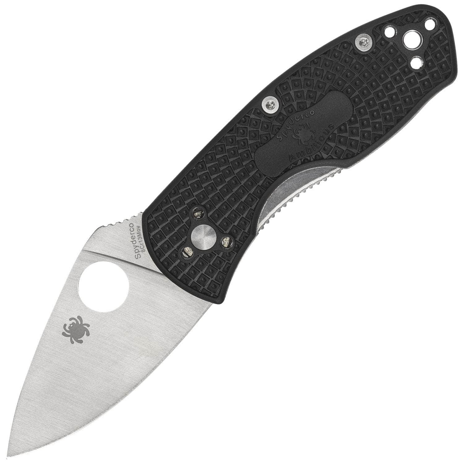 Spyderco Ambitious Lightweight, 2.42 Satin Blade, Black FRN Handle - C148PBK Low Pice Fee Shipping Sale Online