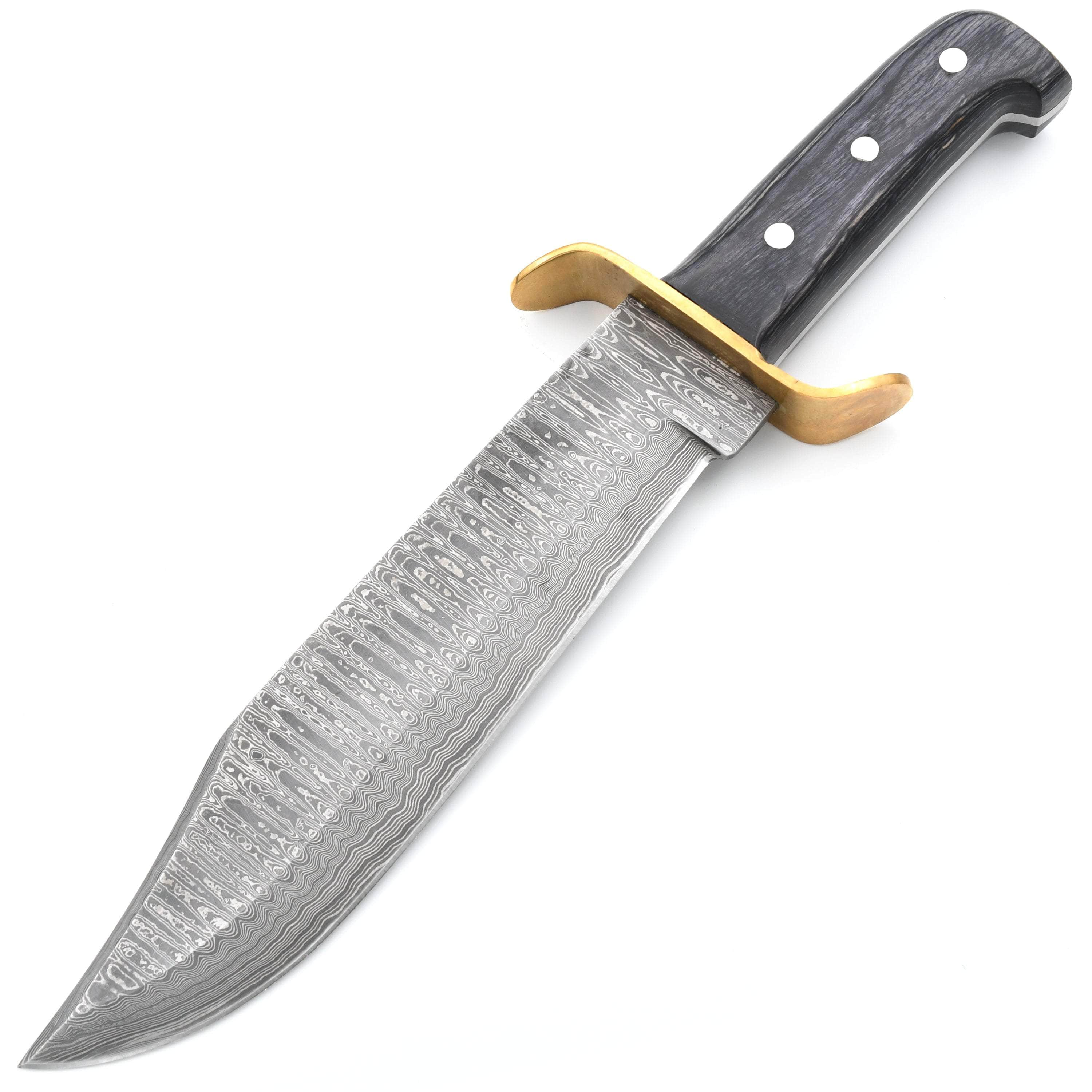 White Deer Traditional Bowie Knife, 10 Damascus Blade, Wood Handle, Sheath - DM-022 New Arrival