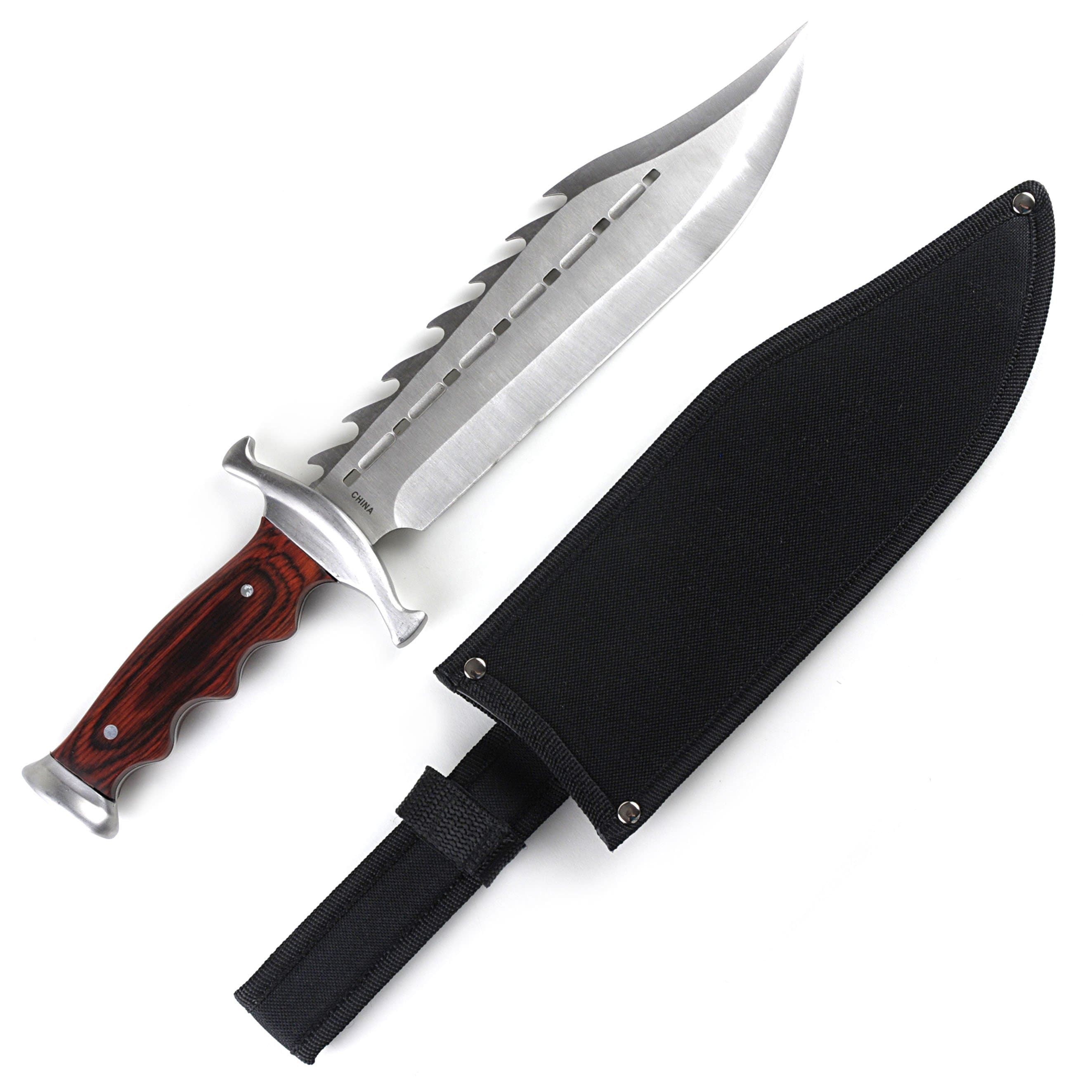 Epic Spiked Full Tang Bowie Knife, 9.5 Blade, Hardwood Handle EW-318 Find Great For Sale