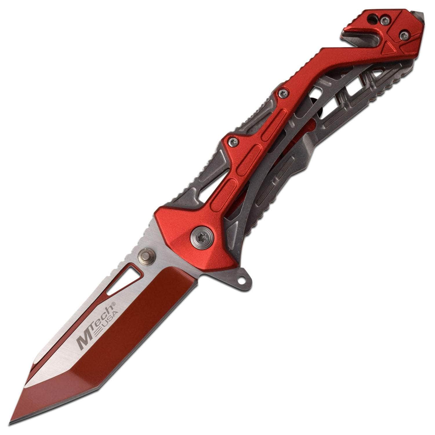 MTech USA Spring-Assist Folder, 3.25 Blade, Red Aluminum Handle - MT-A997BRD Sale For Nice