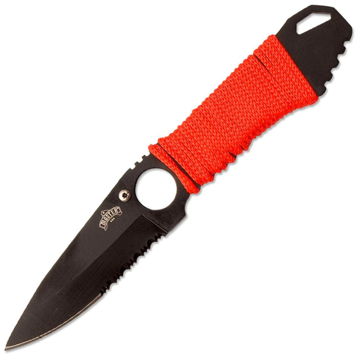 Master USA Tactical Boot/Neck Knife, 3.3 Combo Blade, Red Cord Handle, Sheath - MU-1121RD How Much For Sale