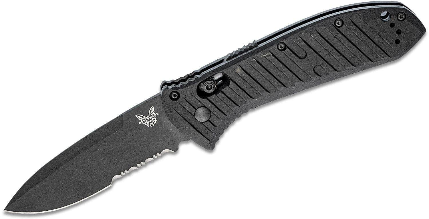 Benchmade Presidio AUTO Folding Knife 3.72 Black S30V Drop Point Combo Blade, Milled Black Aluminum Handle BM-5700SBK Cheap Discount Sale