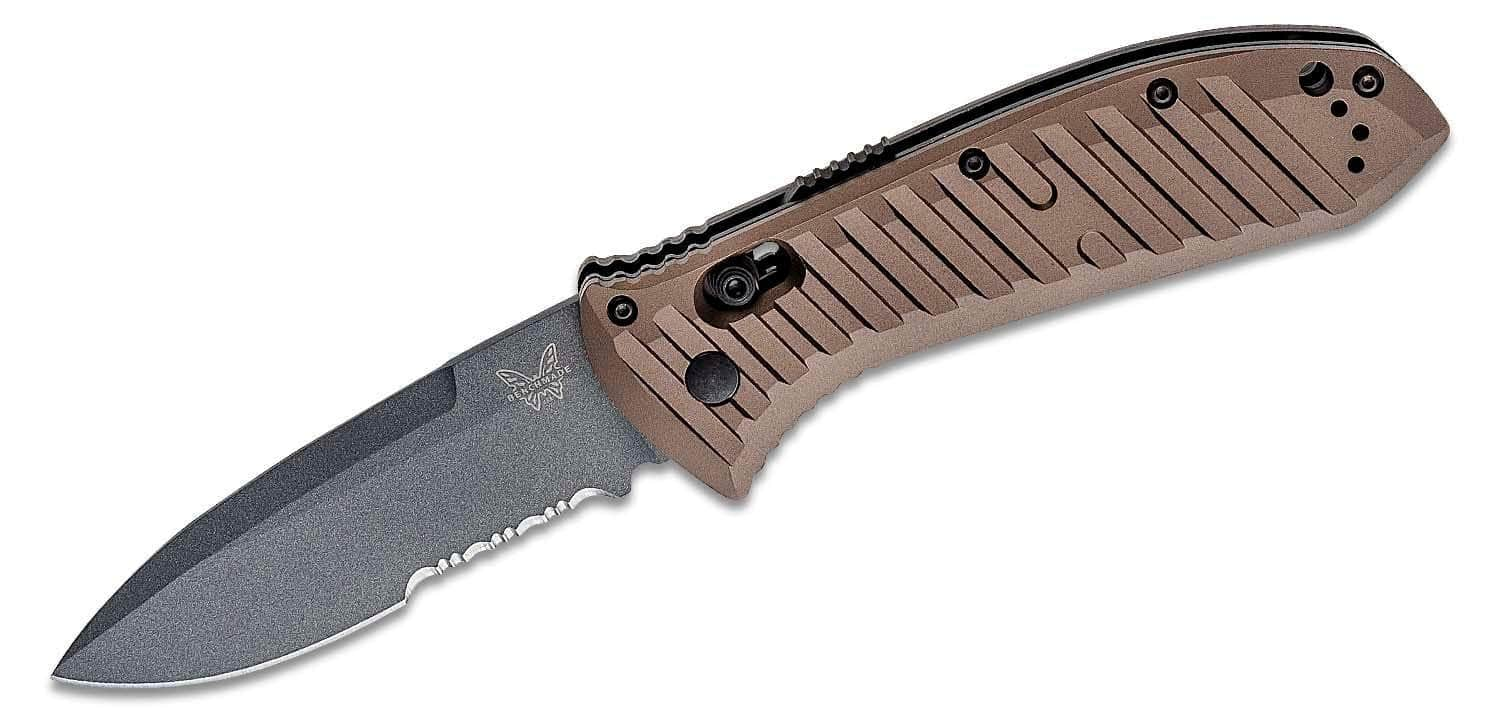 Benchmade Presidio II AUTO Folding Knife 3.72 CPM-M4 Gray Drop Point Combo Blade, Milled Burnt Bronze Aluminum Handle- 5700SGY-1 Purchase For Sale