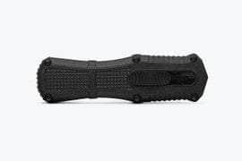 Benchmade 3375GY Mini Claymore OTF AUTO Knife 3.02 CPM-D2 Smoke Gray PVD Double Edge Dagger Blade, Black Grivory Handles Discount For Cheap