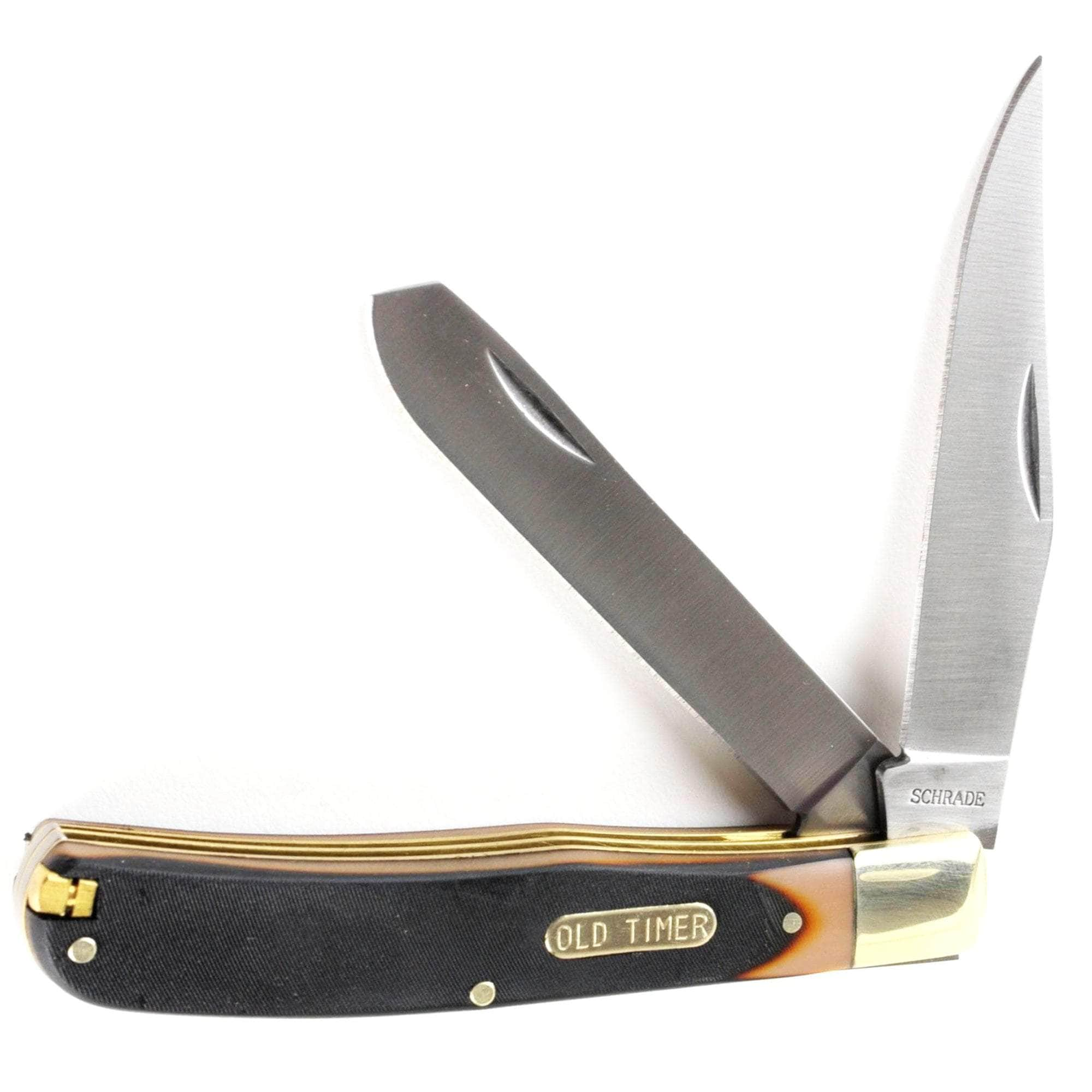 Schrade Old Timer 96OT Bearhead Trapper, 2 3.3 Blades, Sawcut Handle Deals