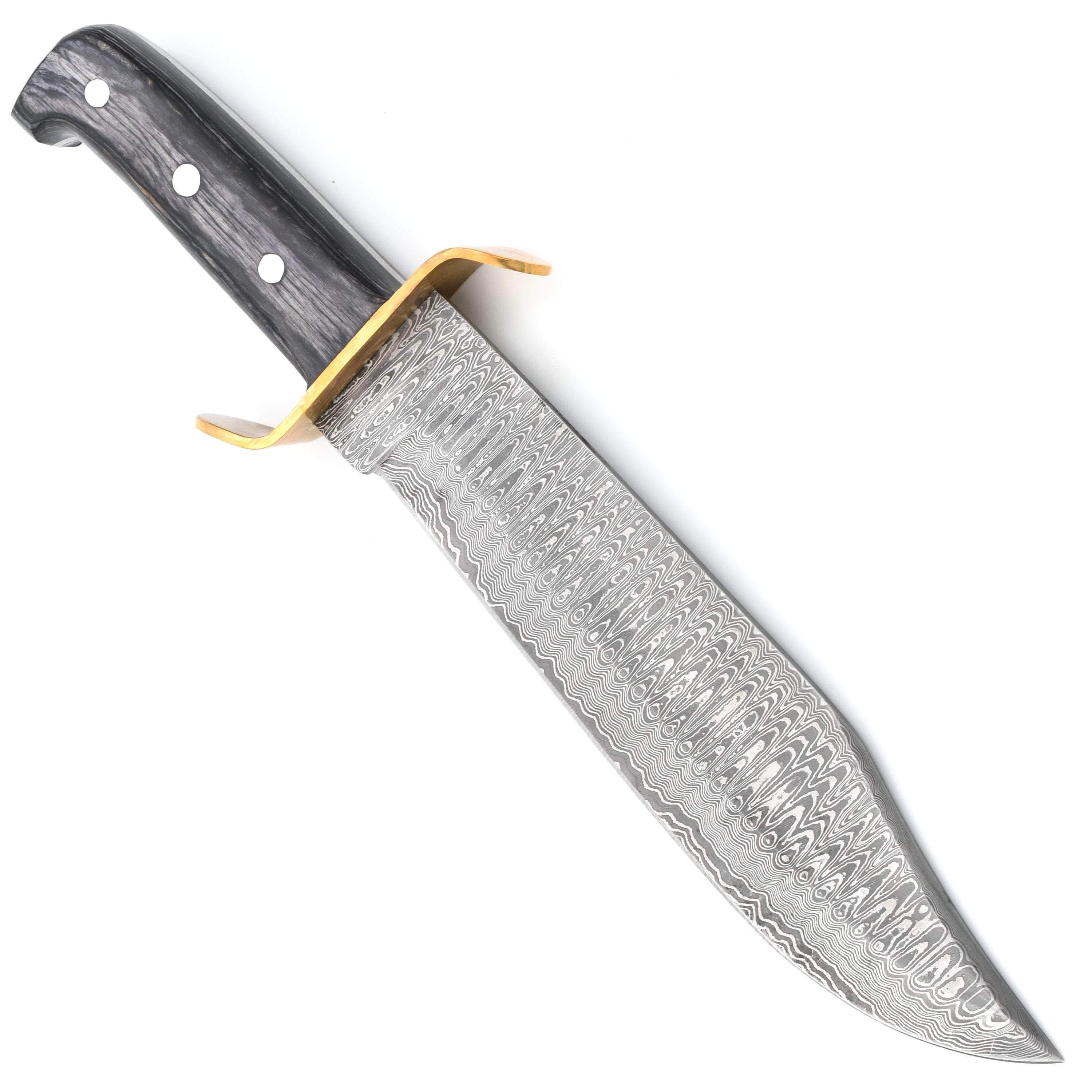 White Deer Traditional Bowie Knife, 10 Damascus Blade, Wood Handle, Sheath - DM-022 New Arrival