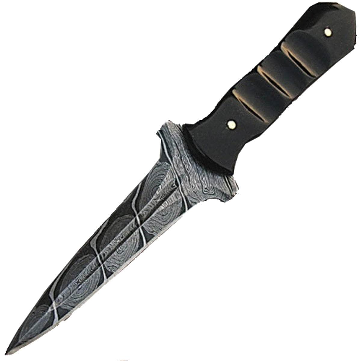 White Deer Damascus Hunting Knife, 5.5 Blade, Buffalo Horn Handle, Sheath - DM-2126 Clearance Visit New