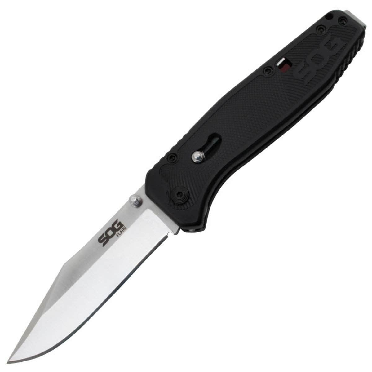 SOG Flare, 3.5 Assisted Satin Blade, Black GRN Handle - FLA1001-CP Cheap Sale Enjoy