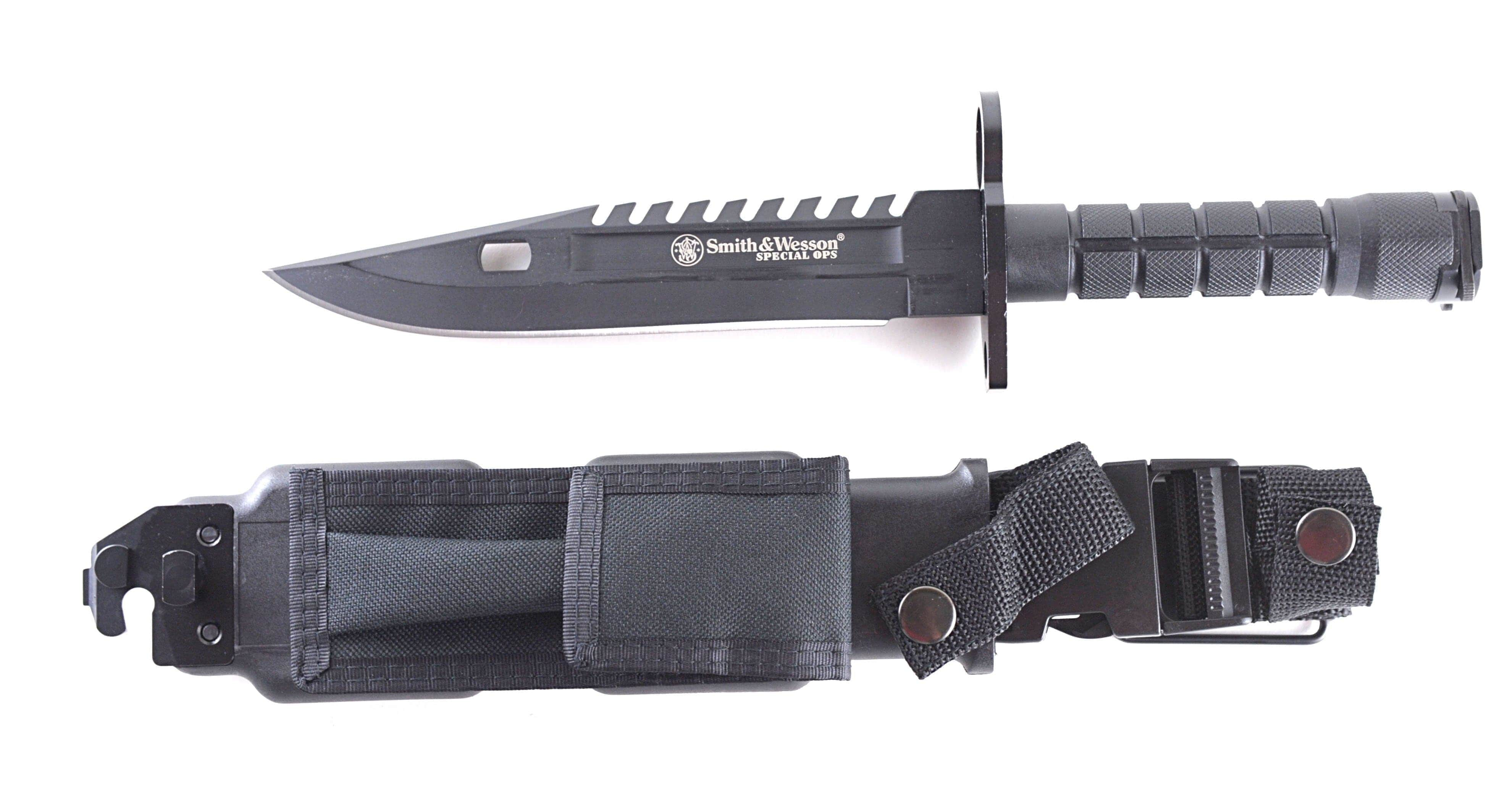 Smith & Wesson Special Ops M-9 Bayonet, 7.8 Blade, Black Rubber Handle, Sheath - SW3B Cheap Sale Amazon