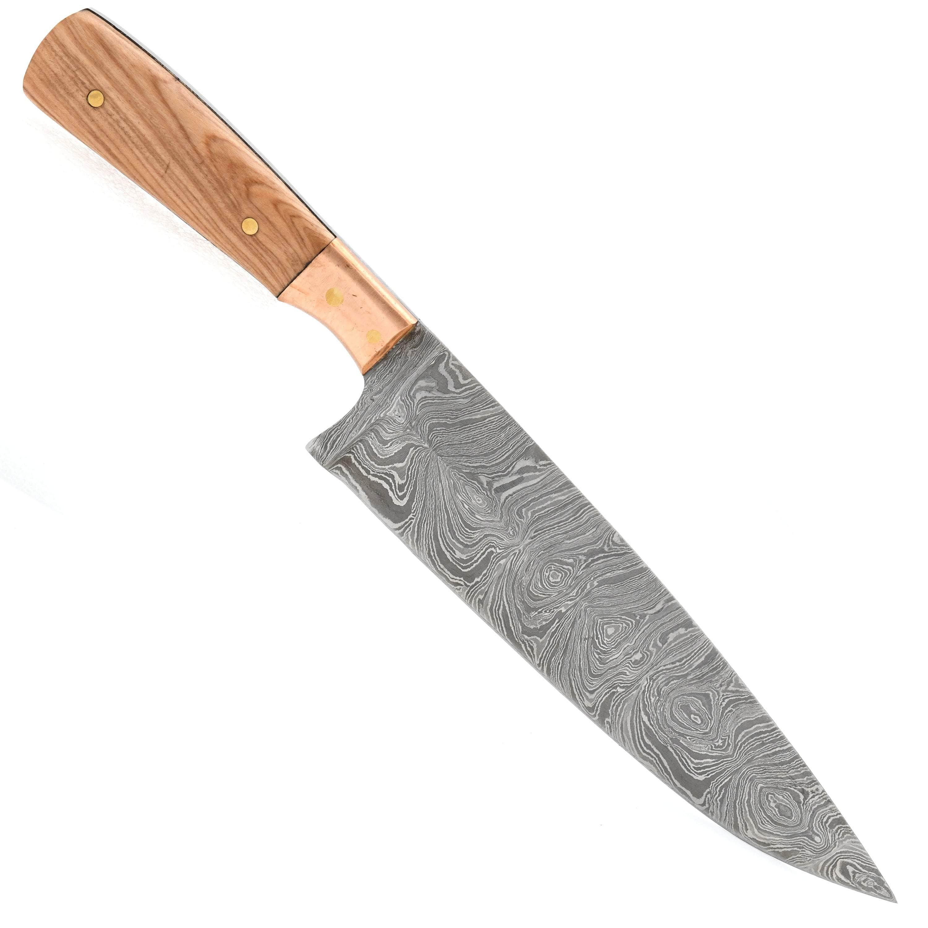 White Deer Damascus Chef Knife, 8 Blade, Olive Wood Handle - SDM-2169 Cheap Sale