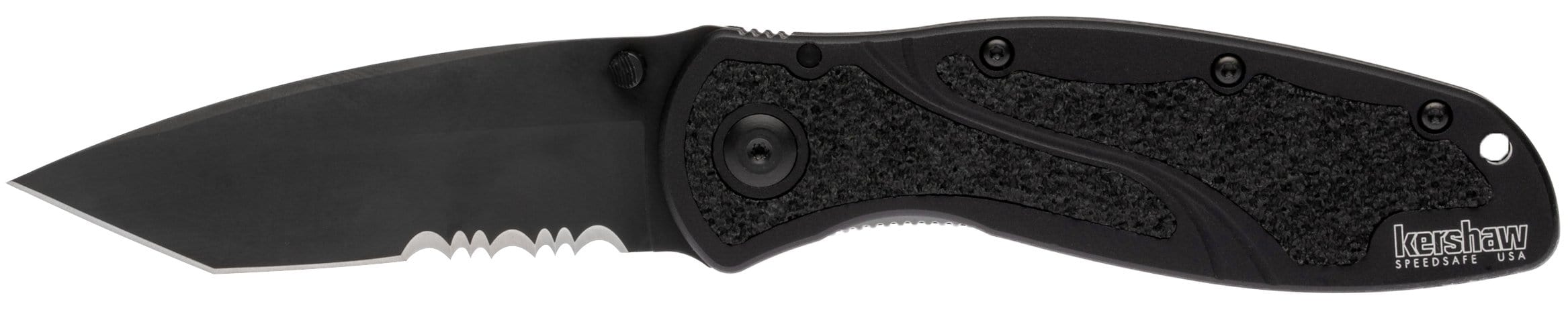 Kershaw Blur, 3.4 Tanto Serrated Blade, Black Aluminum Handle - 1670TBLKST Buy Cheap 2025 Newest