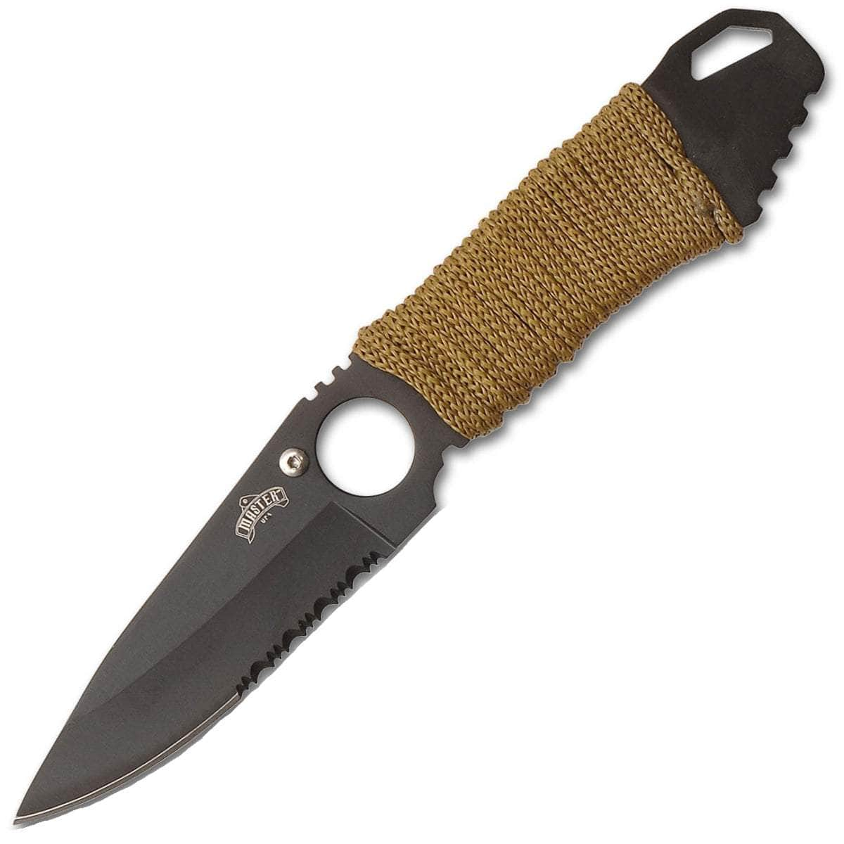 Master USA Tactical Boot/Neck Knife, 3.3 Combo Blade, Green Cord Handle, Sheath - MU-1121GN Free Shipping Supply