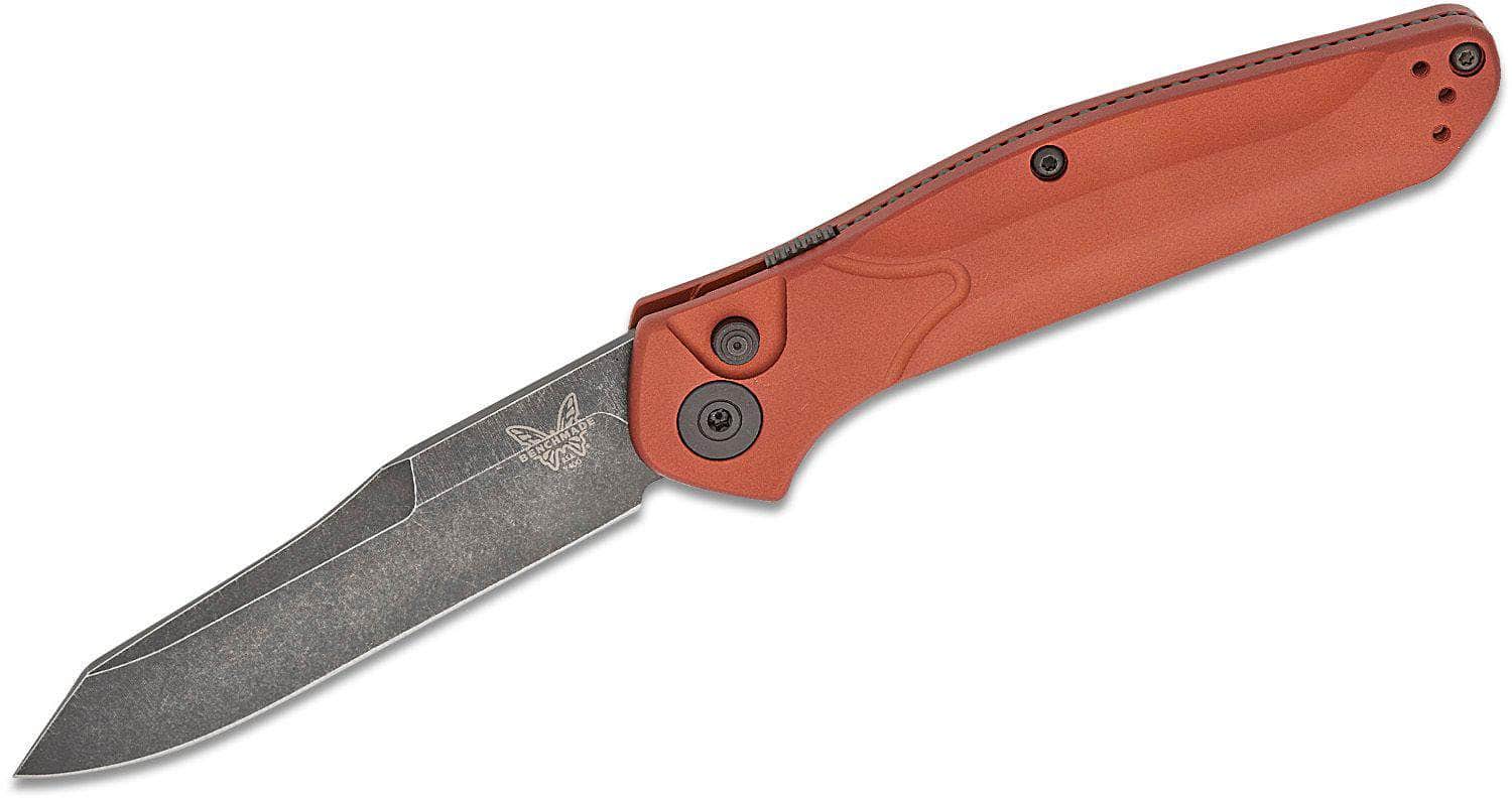 Benchmade 9400BK-03 Osborne AUTO Folding Knife 3.4 CPM-MagnaCut Black DLC Battlewashed Plain Blade, Burnt Copper Aluminum Handle Discount 2025 Unisex