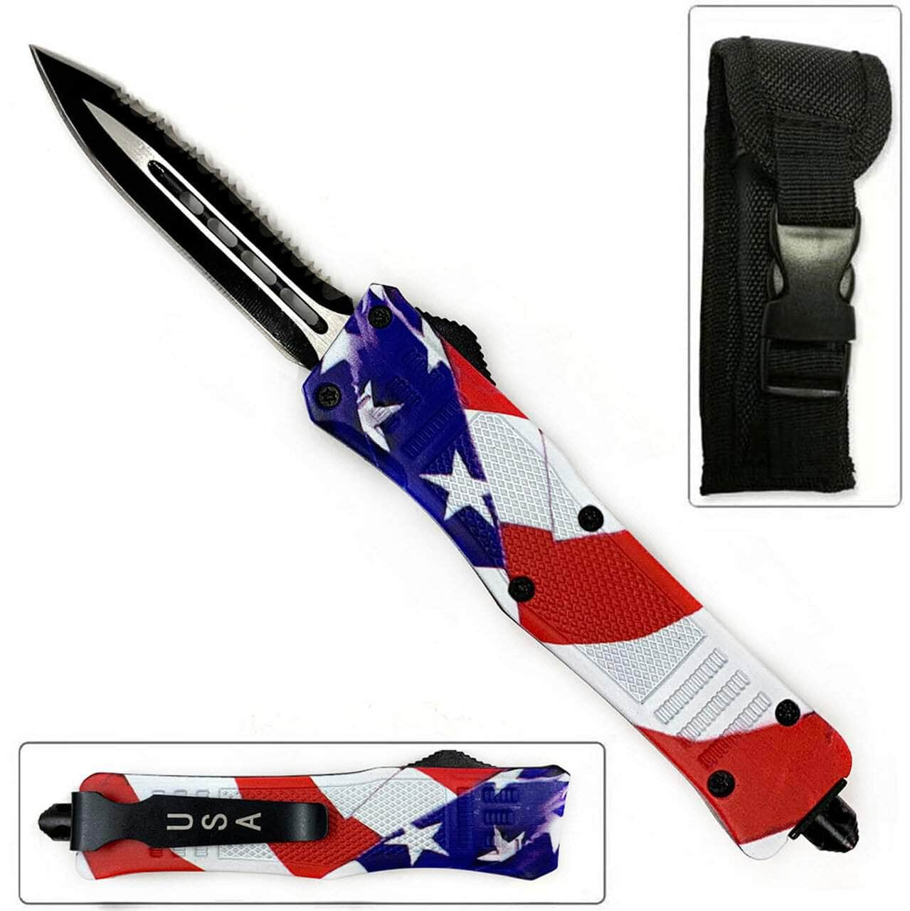 Delta Force Legacy Edge OTF, 2.75 Serrated Blade, American Flag Handle - OTFM-62 Pay With Visa Sale Online